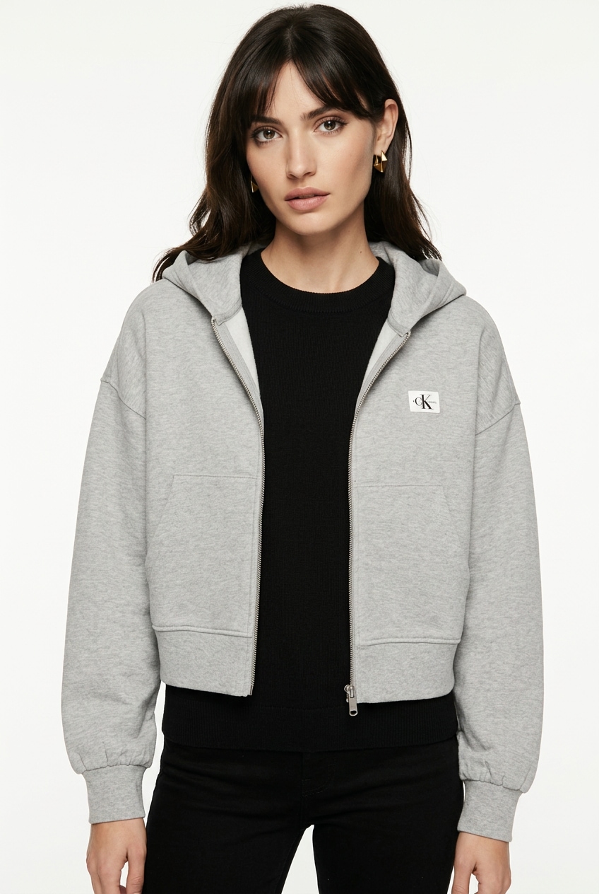 Calvin Klein Sweatjacke »A- FRNCH TRRY BDG LG« Oversized Fit, mit Kapuze, reine Baumwolle