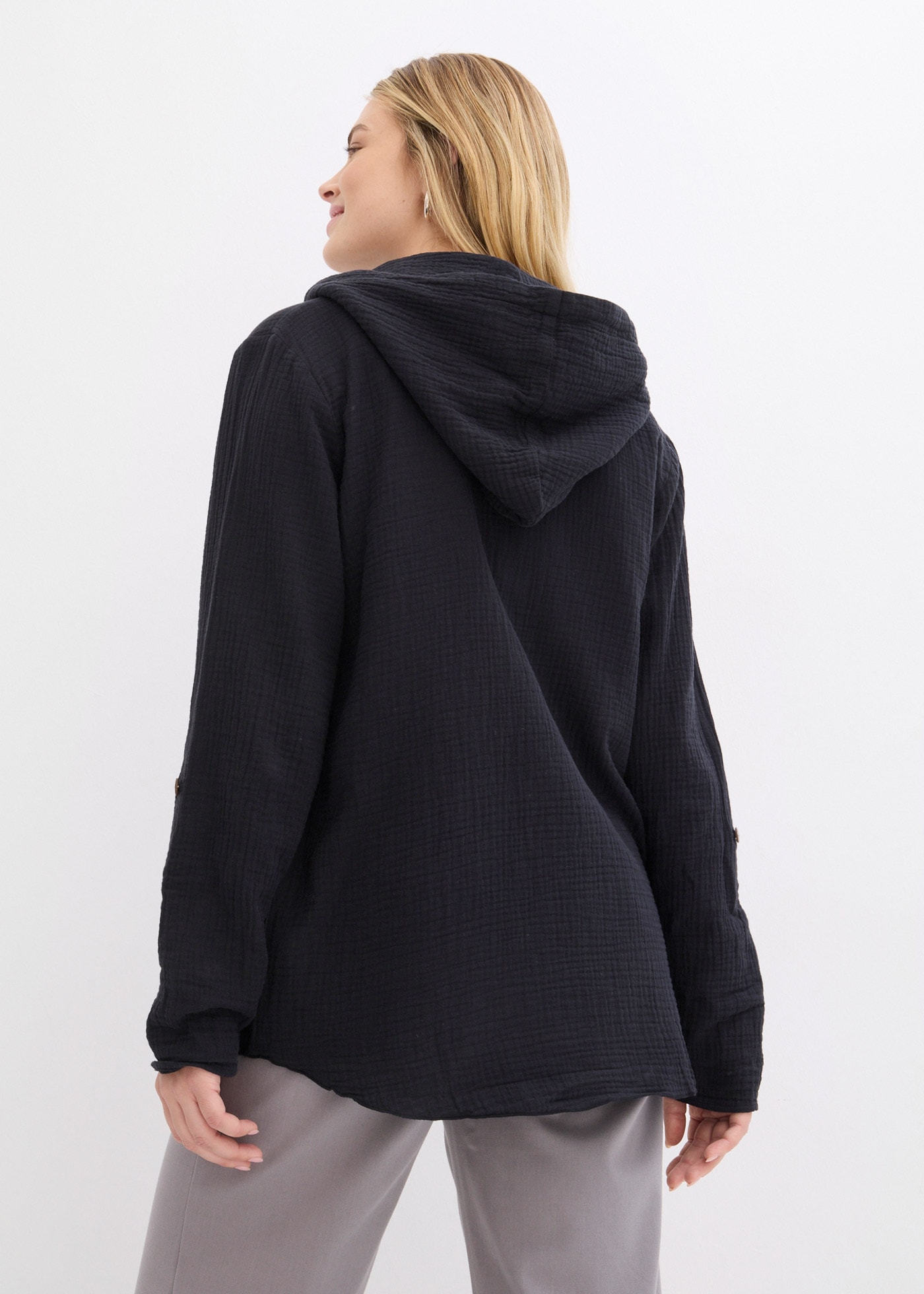 bonprix Schlupfbluse 1 Loose fit, für Frühling und Sommer, aus Baumwolle, Musselin-Tunika