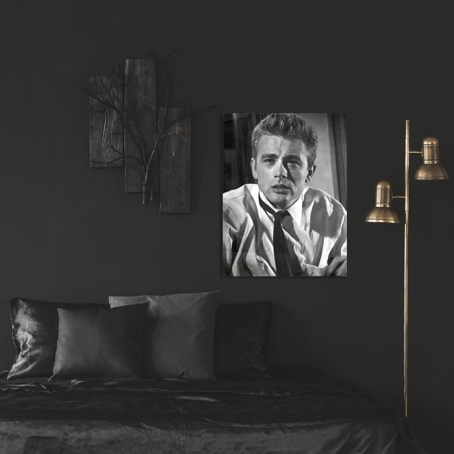 Image of queence Acrylglasbild "James Dean" Mann Schwarz-Weiss Stars Fine Art-Print in Galeriequalität