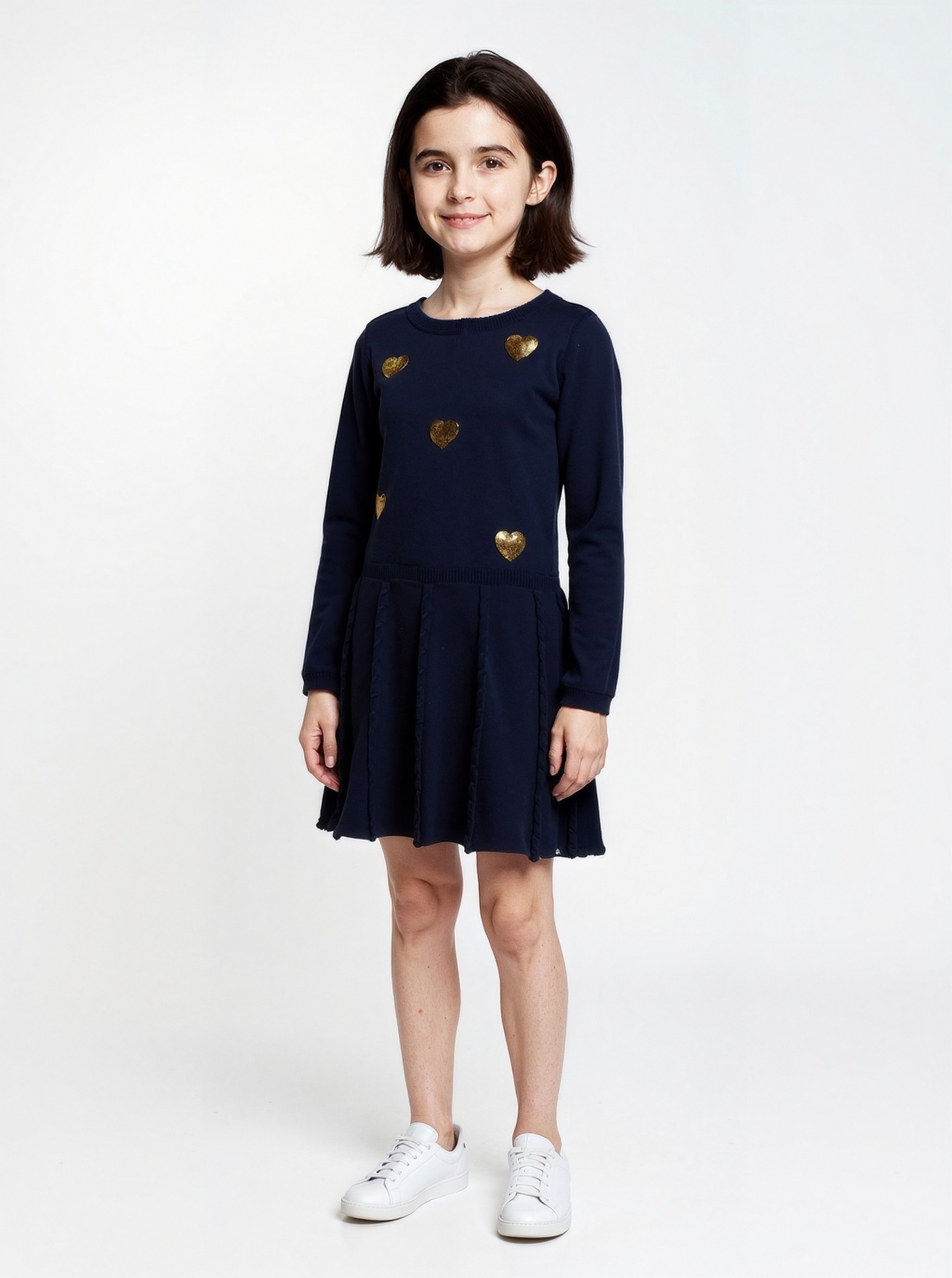 Image of Blue Seven Strickkleid mit Zopfstrickdetails und süssen Kanten in Häkeloptik