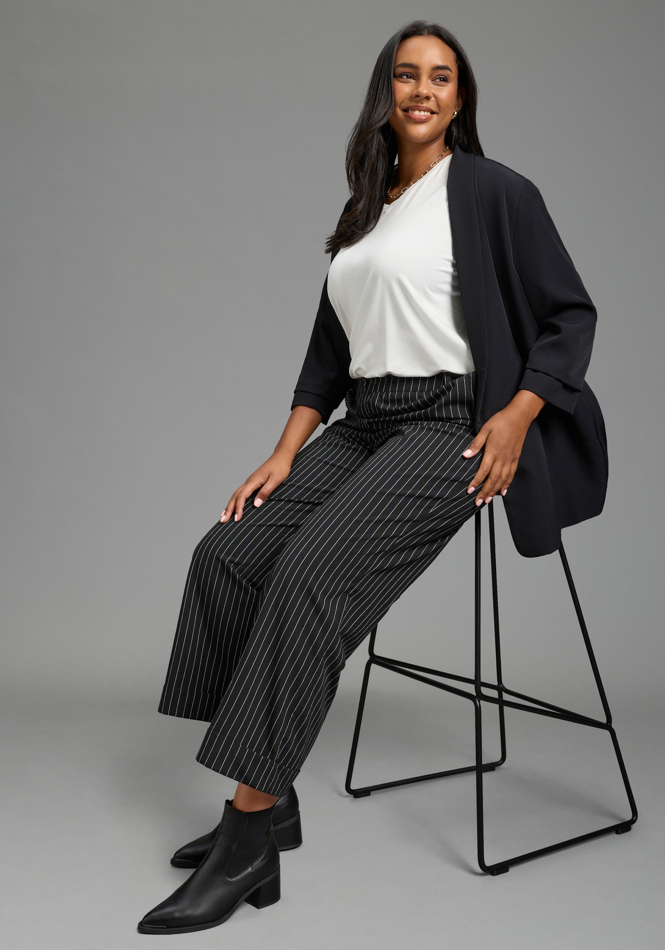 Laura Scott CURVE Pantalon à enfiler »Grosse Grössen«  avec ceinture élastique, coupe ajustée