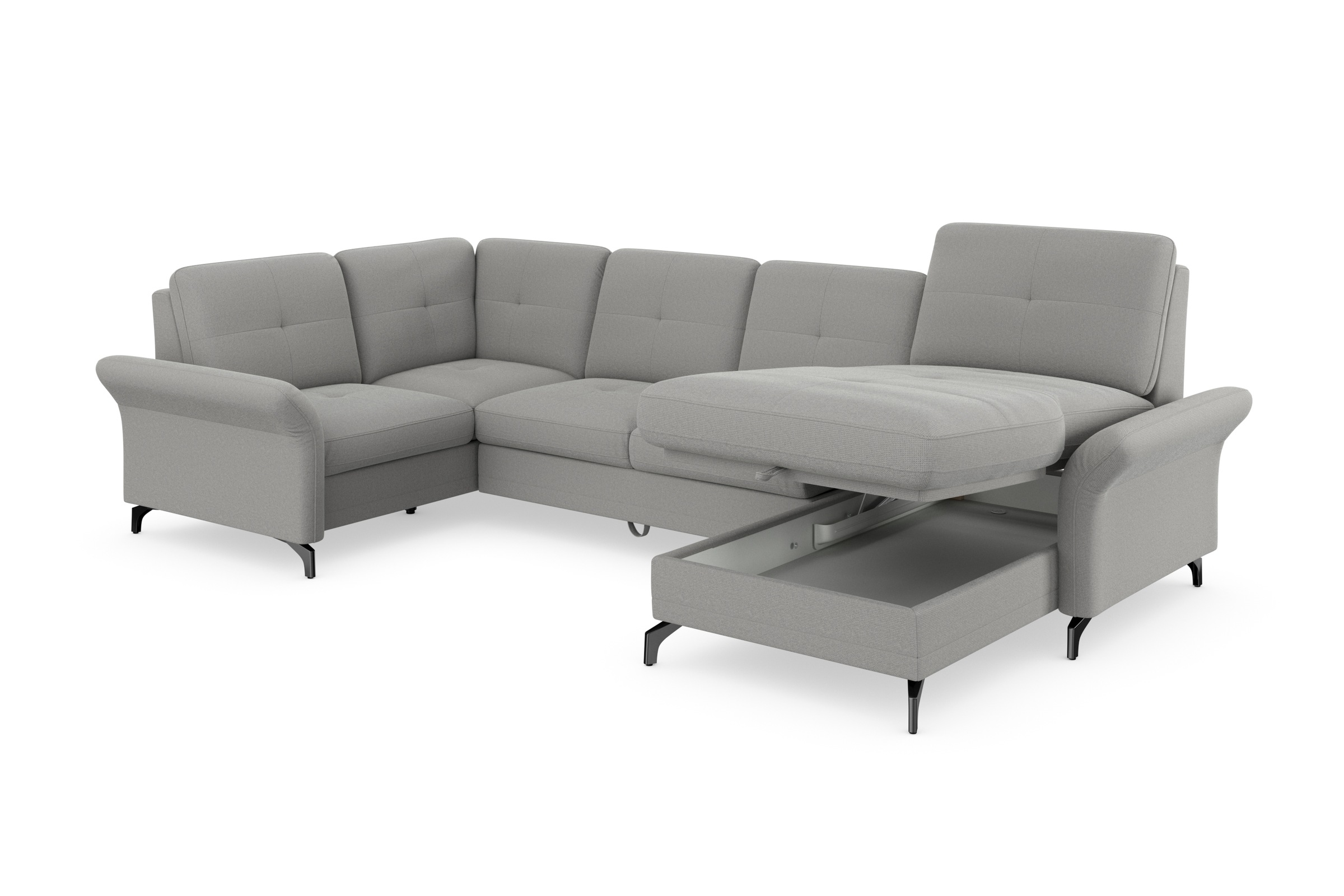 Places of Style Wohnlandschaft »Calando U-Form«, wahlweise mit Bettfunktion, Bettkasten und Armteilfunktion