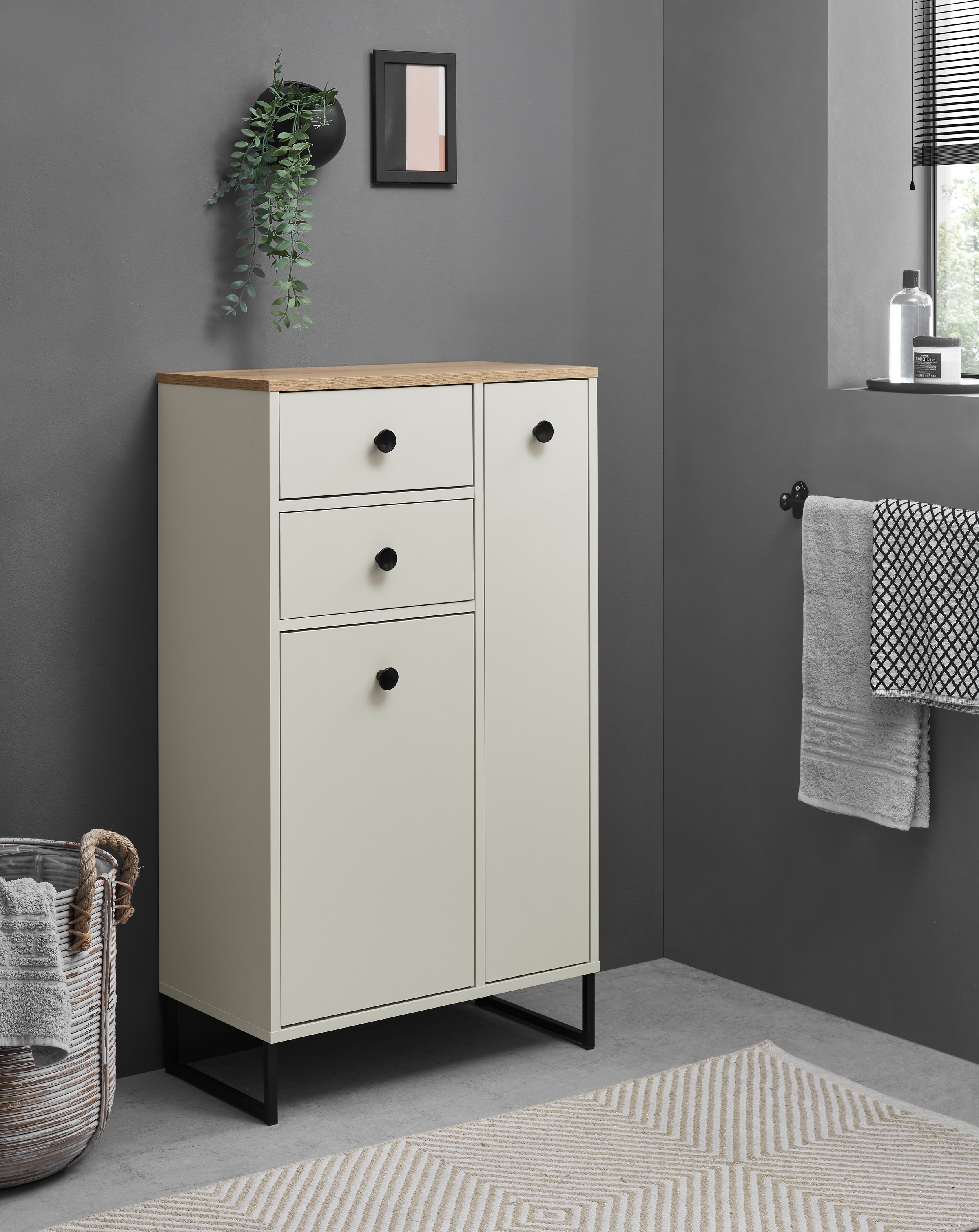 BASIC by Balculina Armoire intermédiaire »Linea« 1 cuis tlg. Largeur 38cm, pieds profilés en U, tiroir sous plan