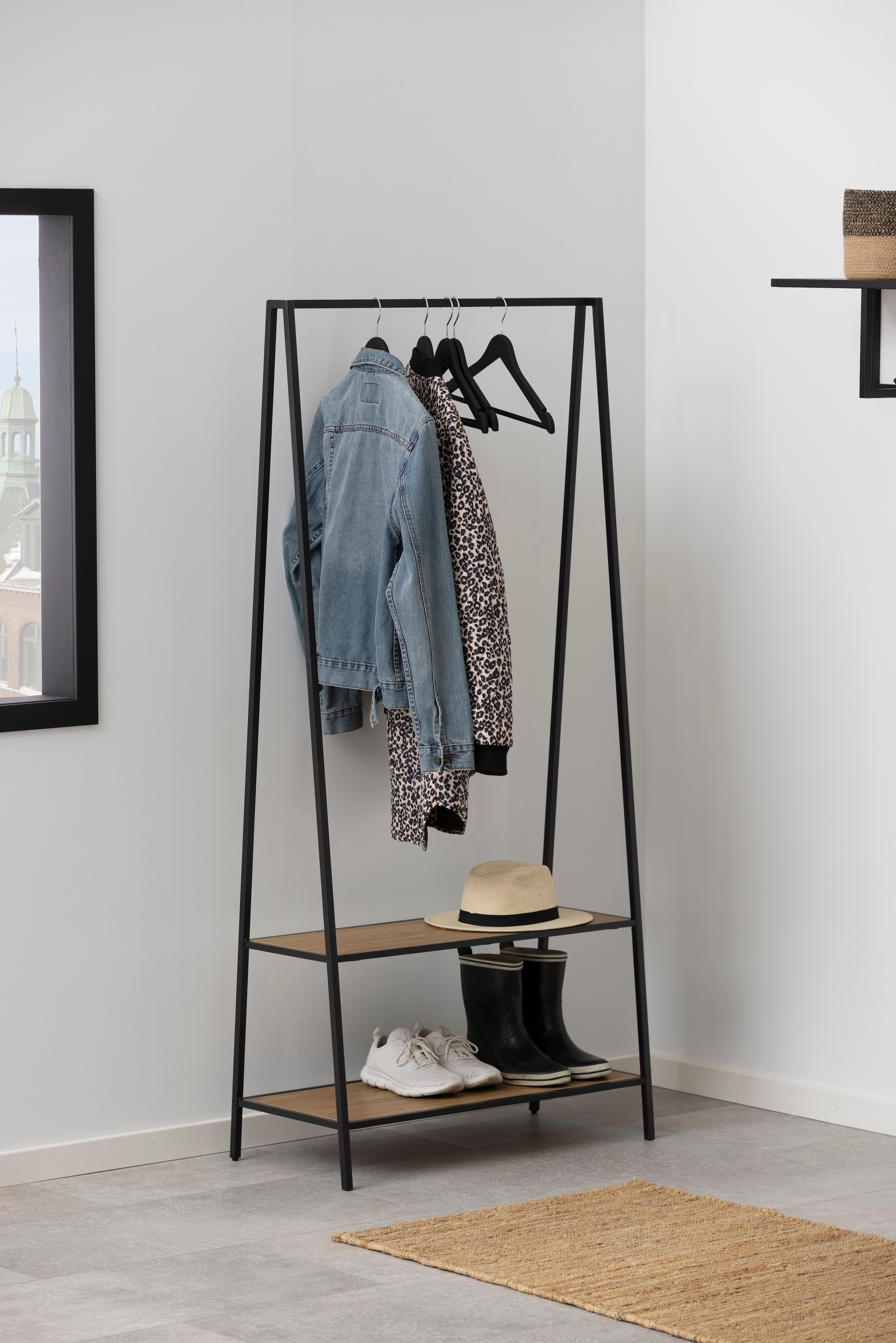 ACTONA GROUP Garderobenständer Metallgestell im modernen Industrielook, 2 Einlegeböden, Breite 77 cm