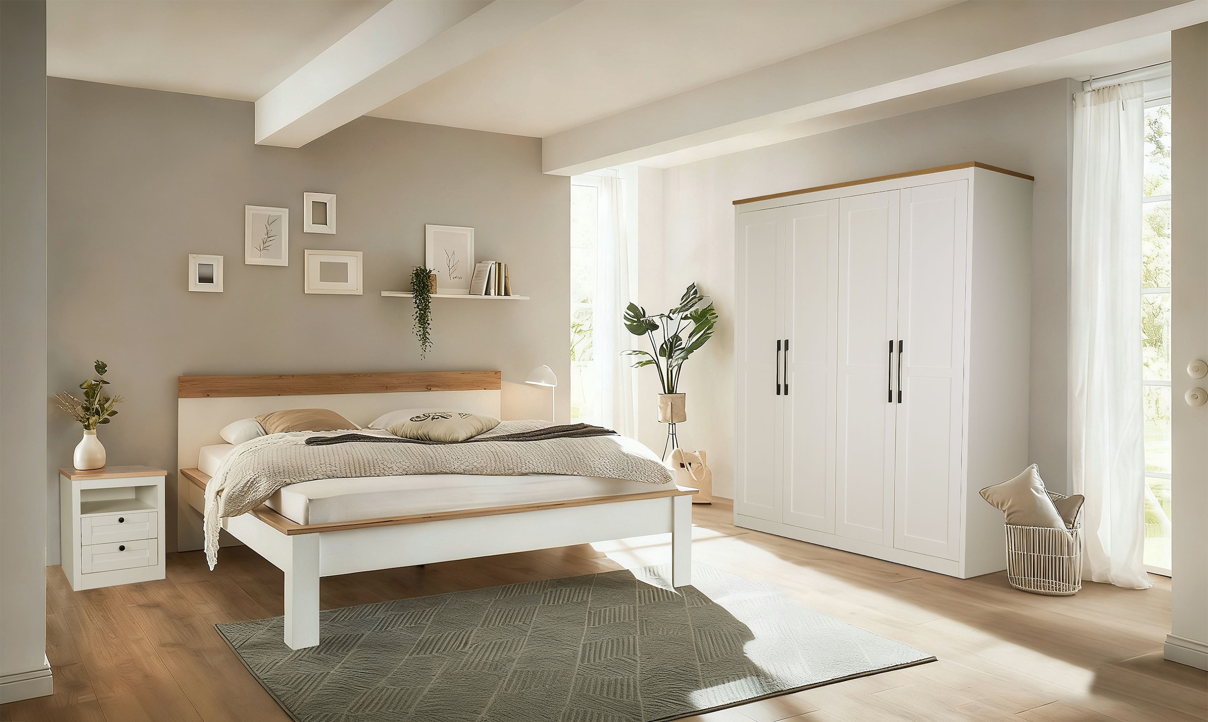 GOODproduct Nachtkonsole »2er Set Büsum Nachtschrank Beistellschrank« Spar-Set, 2 Schränke im Lieferumfang,  Nachttisch im Landhaus Design mit 2 Schubladen Bestseller