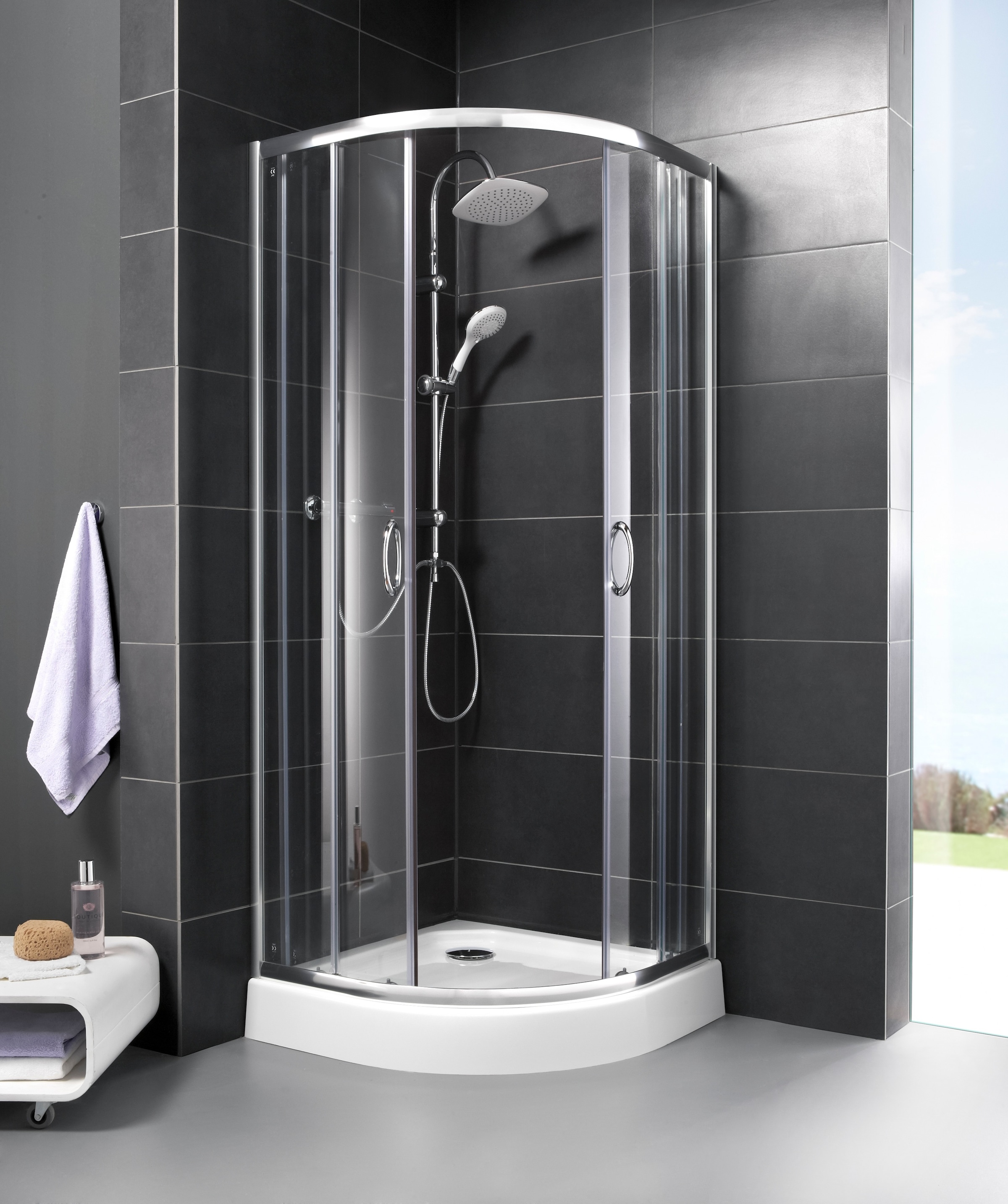 Schütte Brausegarnitur »Teneriffa« Set,  Überkopfbrausset Duschsystem Duschsäule Brauseset Regendusche, Chrom