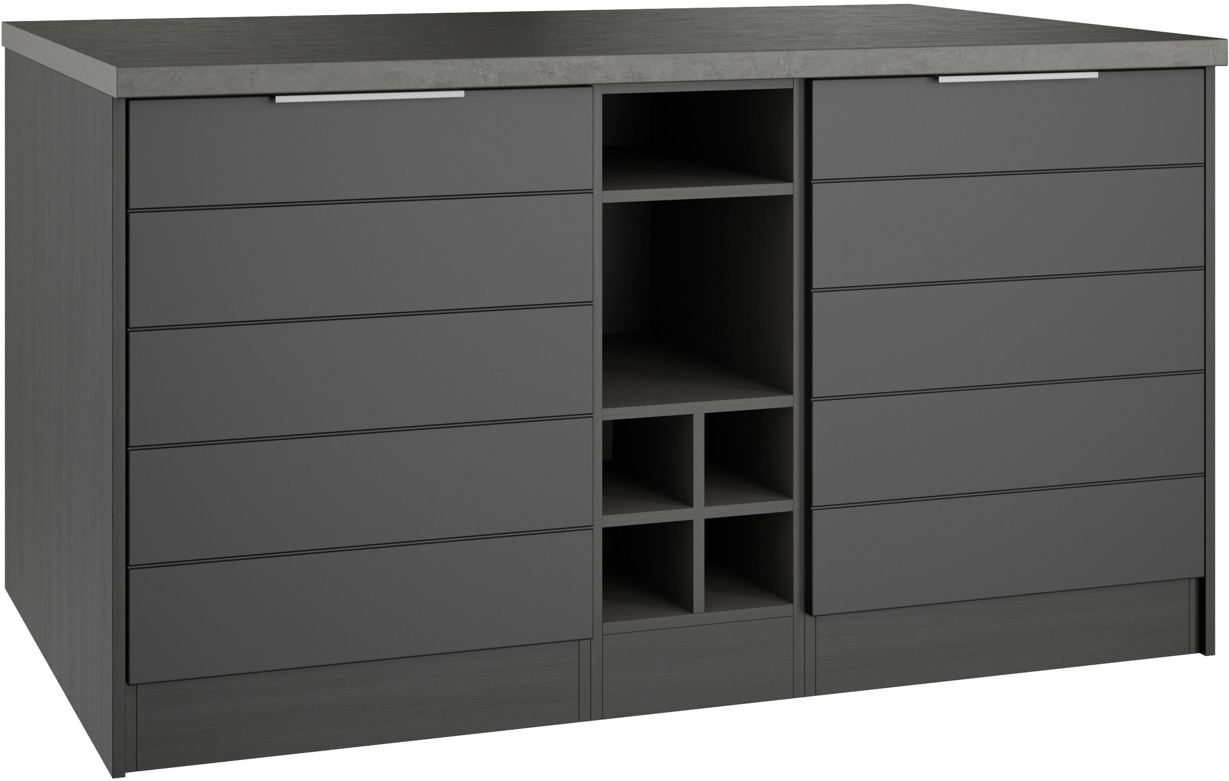 KOCHSTATION Kücheninsel "KS-Luhe, Breite 153 cm, mit Flaschenregal" MDF-Fronten, Arbeitsplatte 38mm stark