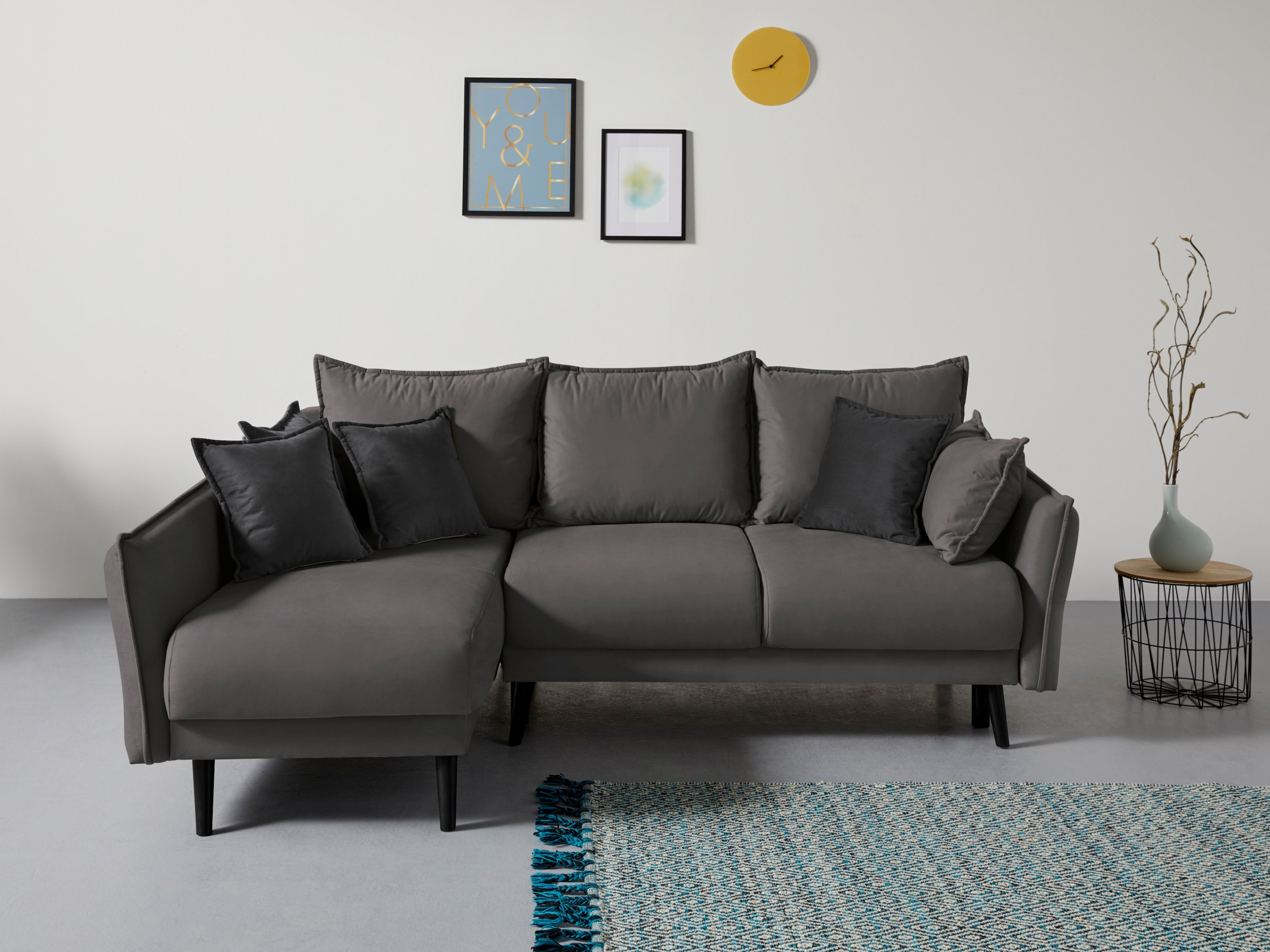 Image of Home affaire Ecksofa "Asra L-Form, B: 240 cm" Bettfunktion, Bettkasten, Taschen & 3 Zierkissen, Federkern