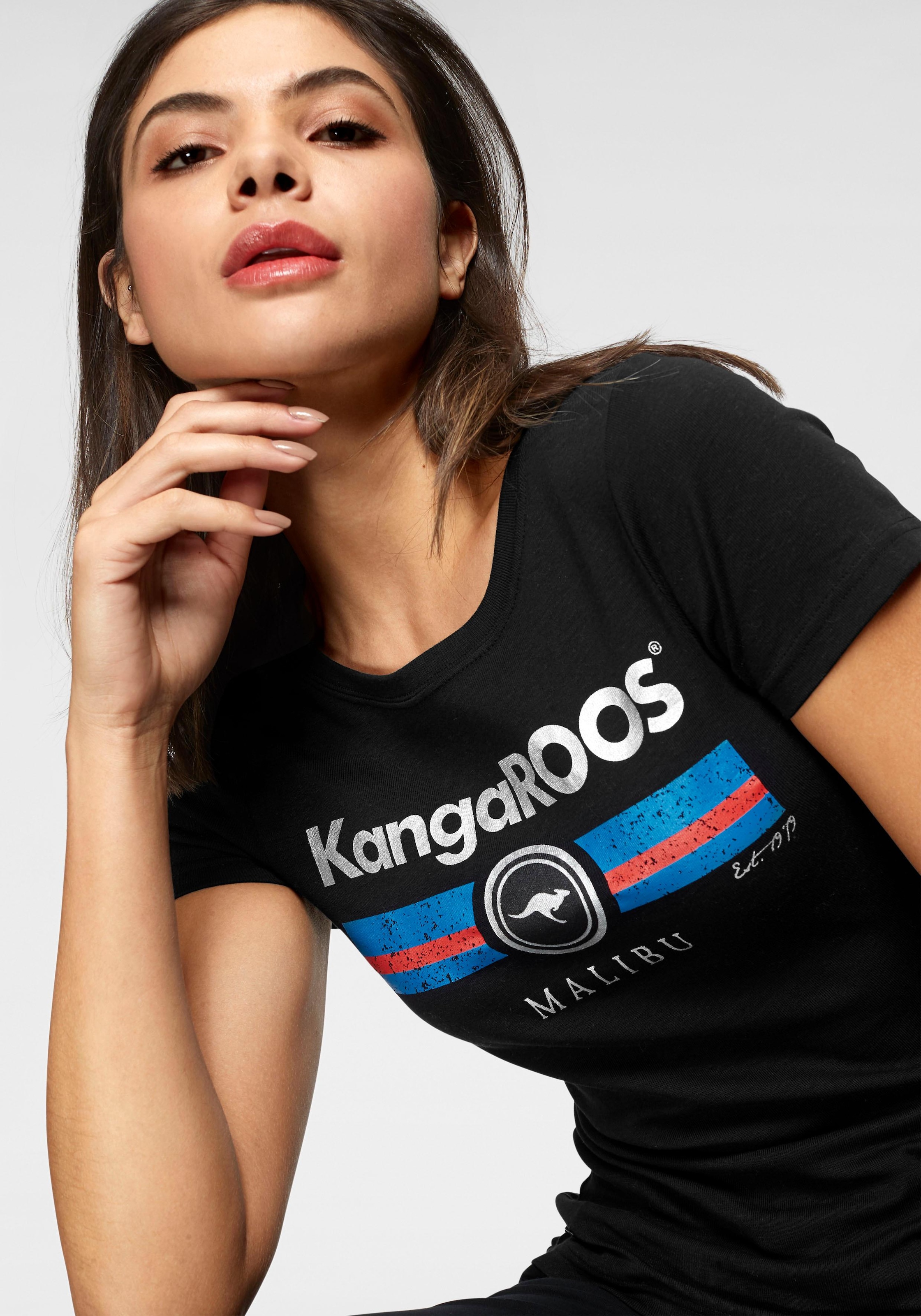 KangaROOS T-Shirt, mit Label Metallic Print