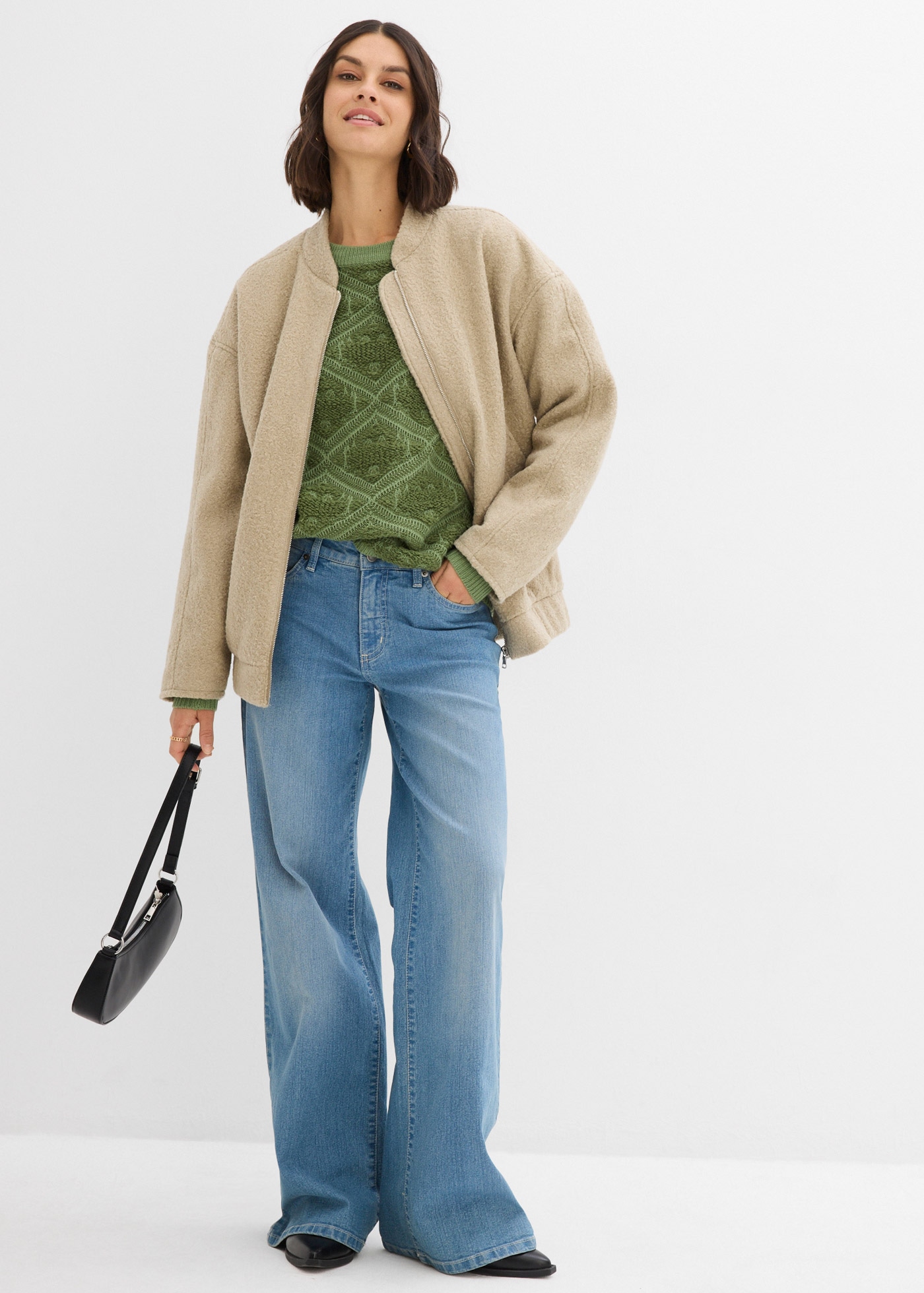 bonprix Strickpullover mit Rundhalsausschnitt, mit Jacquard-Muster, Langarm