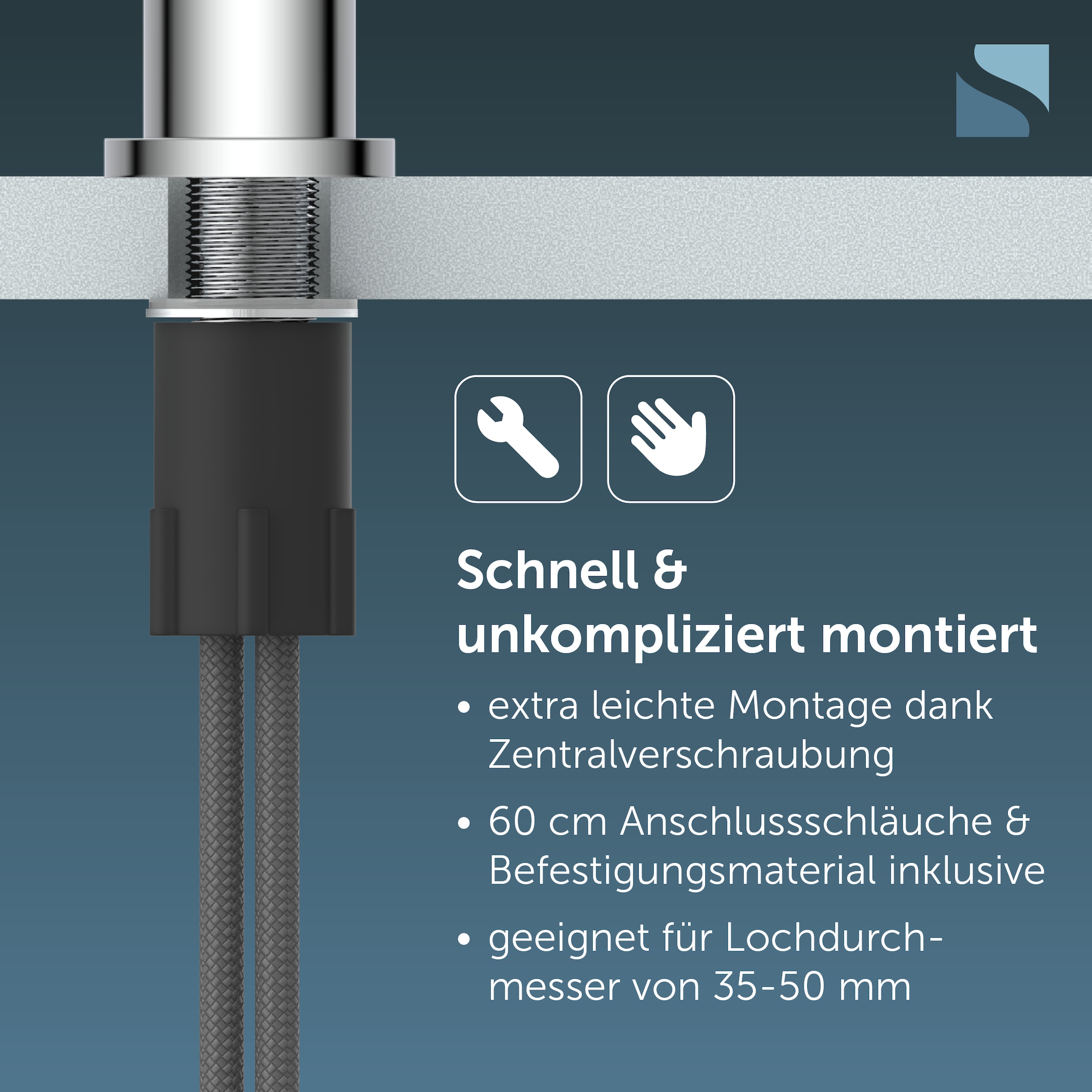 Schütte Robinet d'évier »CORNWALL« energiesparende Cold-Start-Funkt., 360° schwenkbar, 2-fach verstellbar