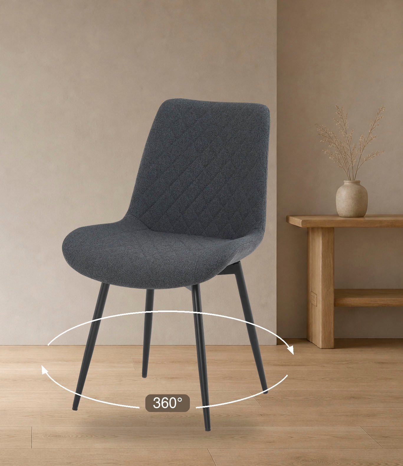 GOODproduct Ensemble de salle à manger »Juniper, Set, 5-tlg.« Ensemble, 5 tlg. Table 140x80 cm en imitation céramique sinterisée avec 4 chaises, pivotante à 360°