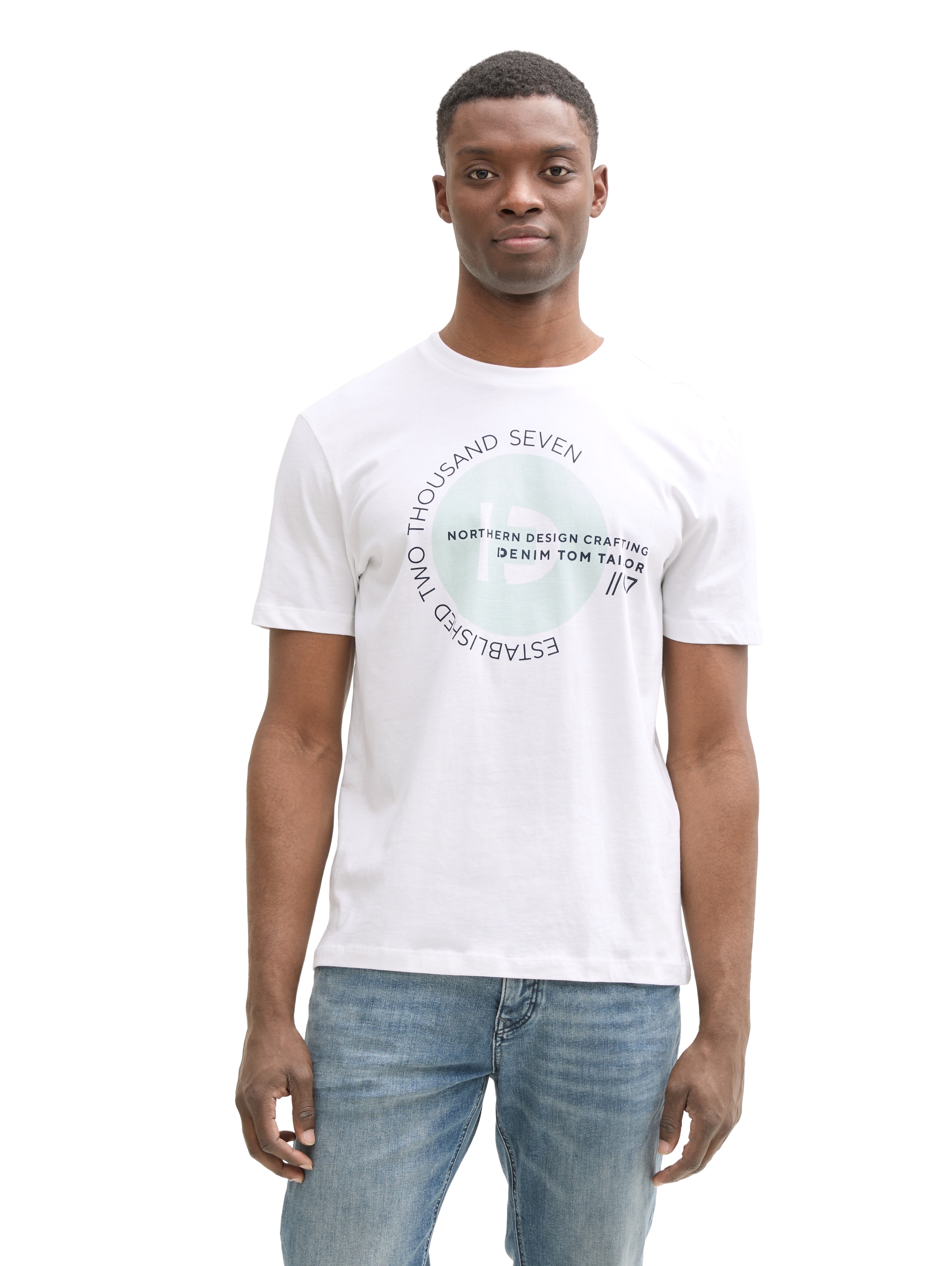 TOM TAILOR Denim T-Shirt, (Packung, 3 tlg., 3-er), mit grossem Druck