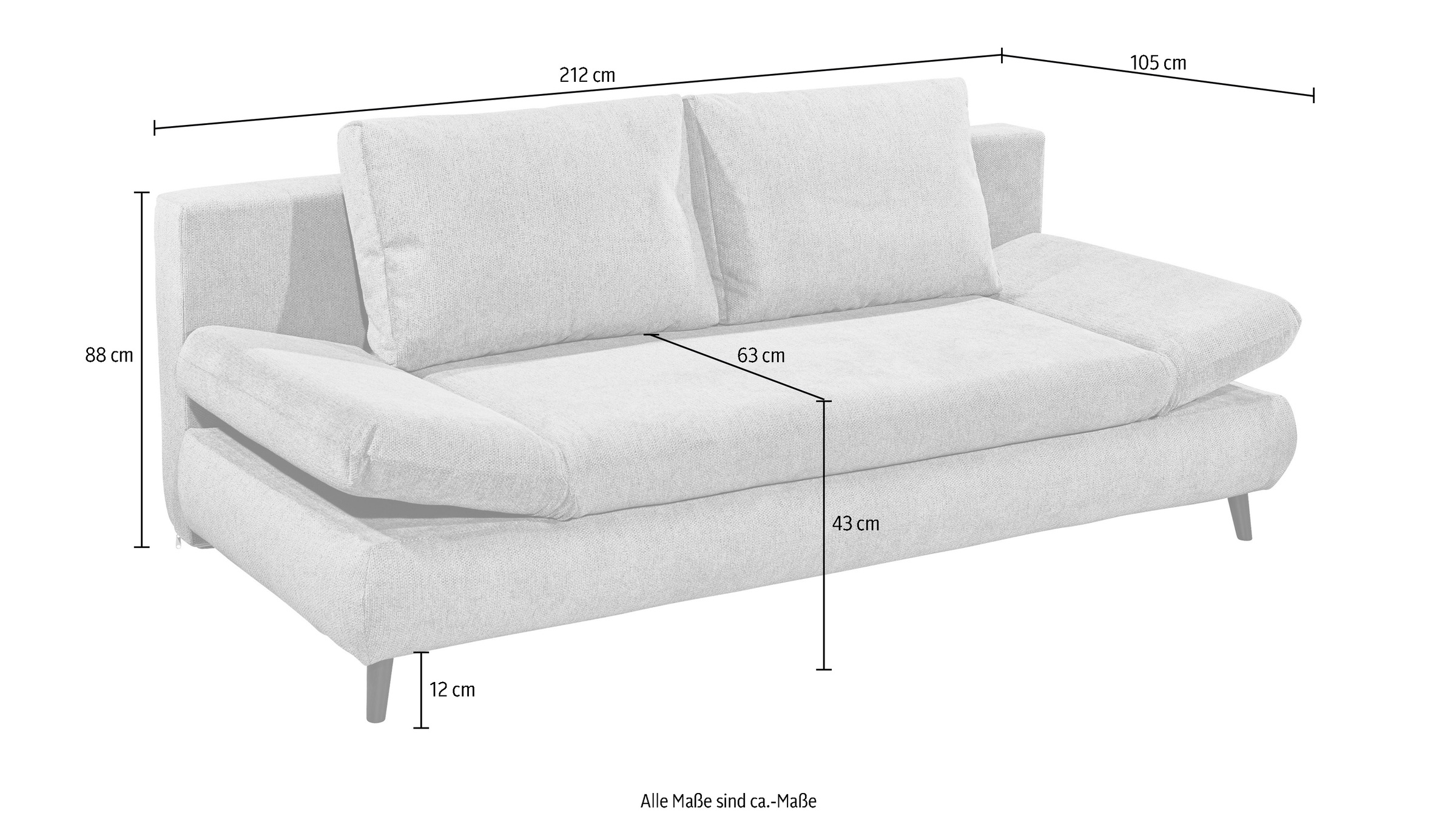 ED EXCITING DESIGN Schlafsofa »Sunny«, mit Bettfunktion, Armteilverstellung, Bettkasten sowie Rückenkissen