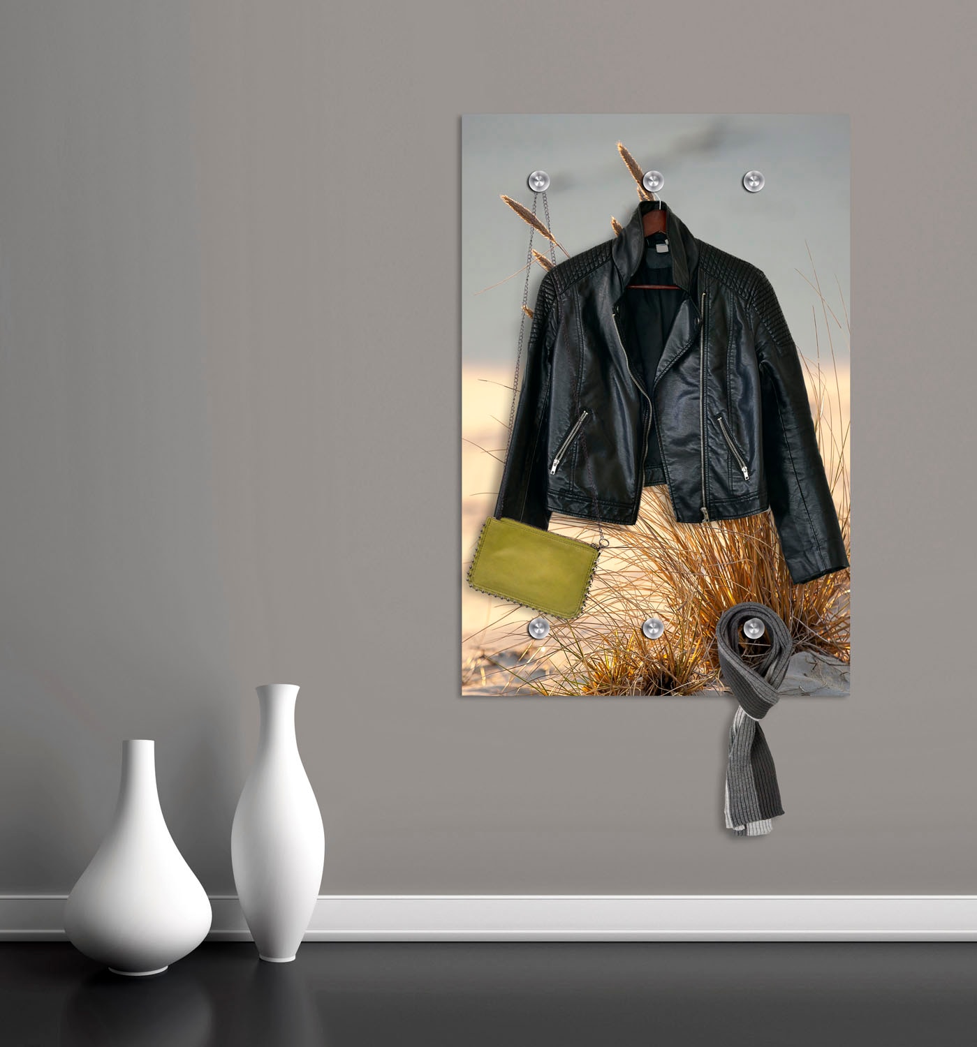 queence Garderobenleiste »Strand« mit 6 Haken, 80 x 120 cm