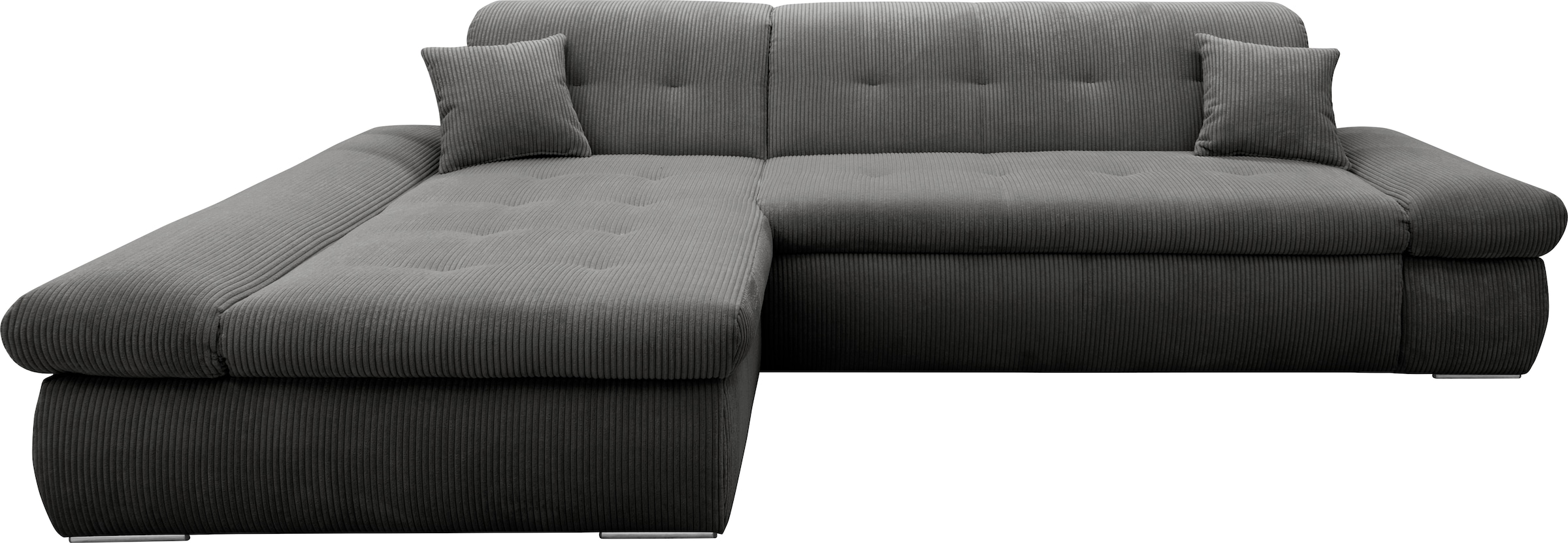 DOMO collection Ecksofa »Moric Luxus - B/T/H 300/172/80 cm, XXL-Format«, L-Form, 140kg Belastung/Sitz, Cord, grau