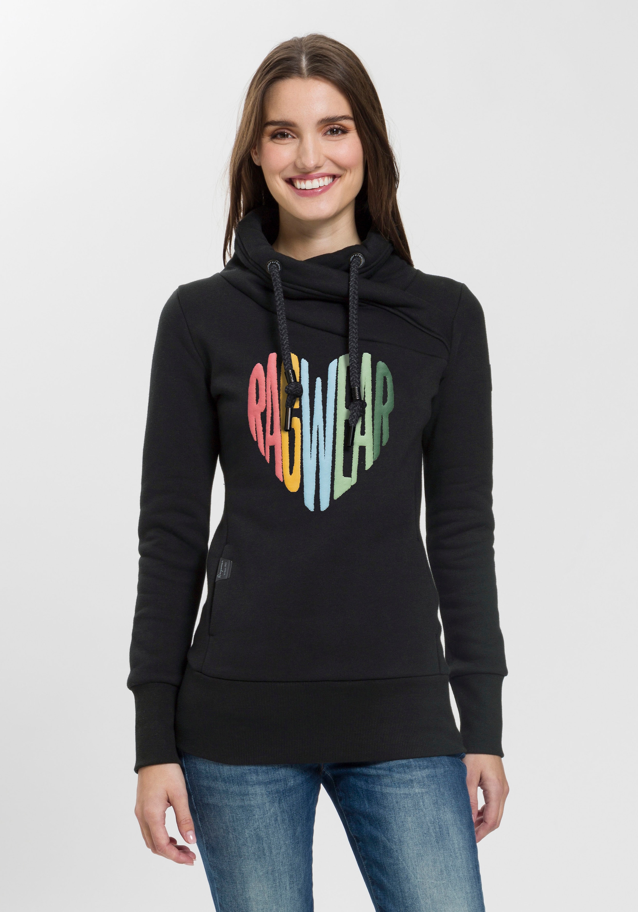 Sweater »NESKA LOVE O«, mit asymetrischem Schalkragen im Rainbow Pride-Design