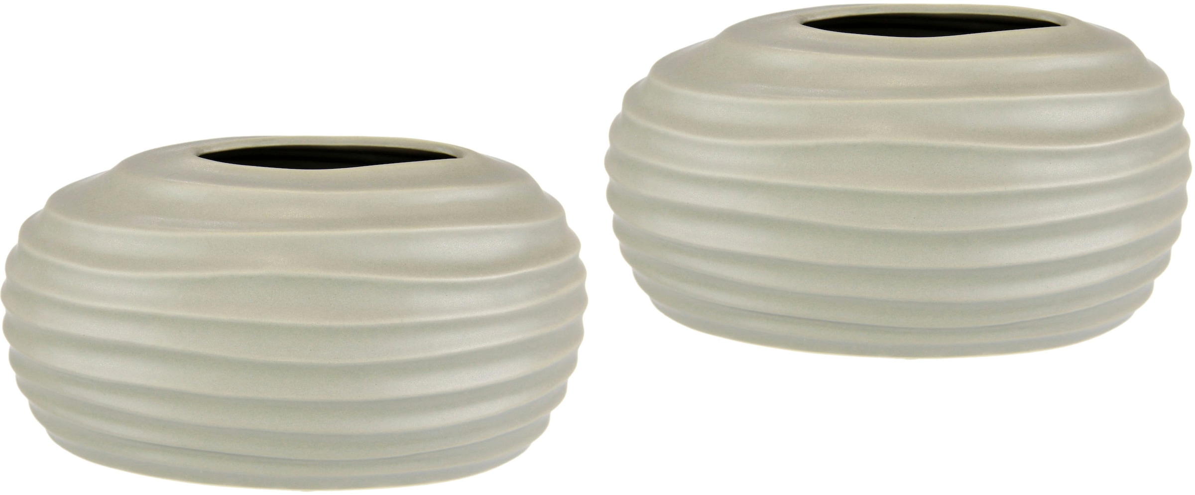 I.GE.A. Dekovase »Keramik-Vase«, 2er Set Kleine Vase Weiss Modern Keramik Tisch Küche Büro Pampasgras