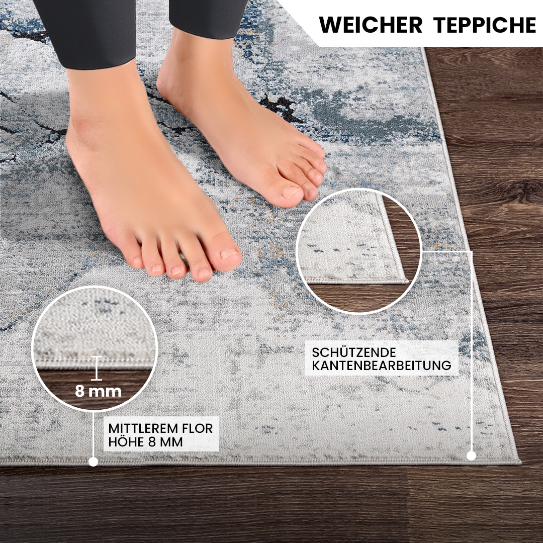 Livabliss Teppich »BERLIN«, rechteckig, 10 mm Höhe, Moderner Designerteppich in Marmor Optik, Kurzflor Wohnzimmerteppich