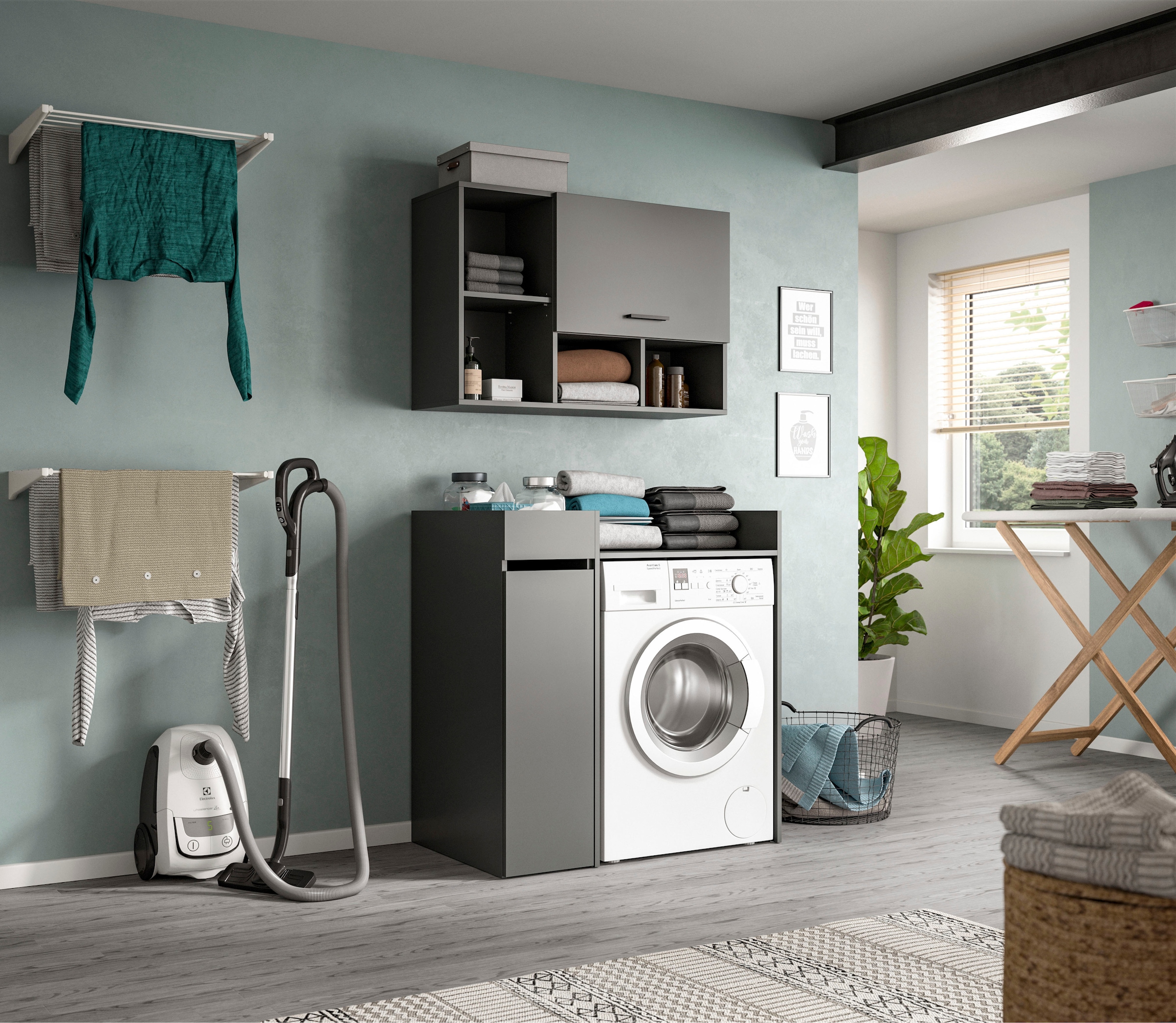 welltime Hängeschrank »FALAS, TOPSELLER! Breite 95cm, 1 Klappe, 5 Fächer« in verschiedenen Farben erhältlich, 1 Stk. tlg. Schrank, Wandschrank, Badschrank, Wäscheschrank