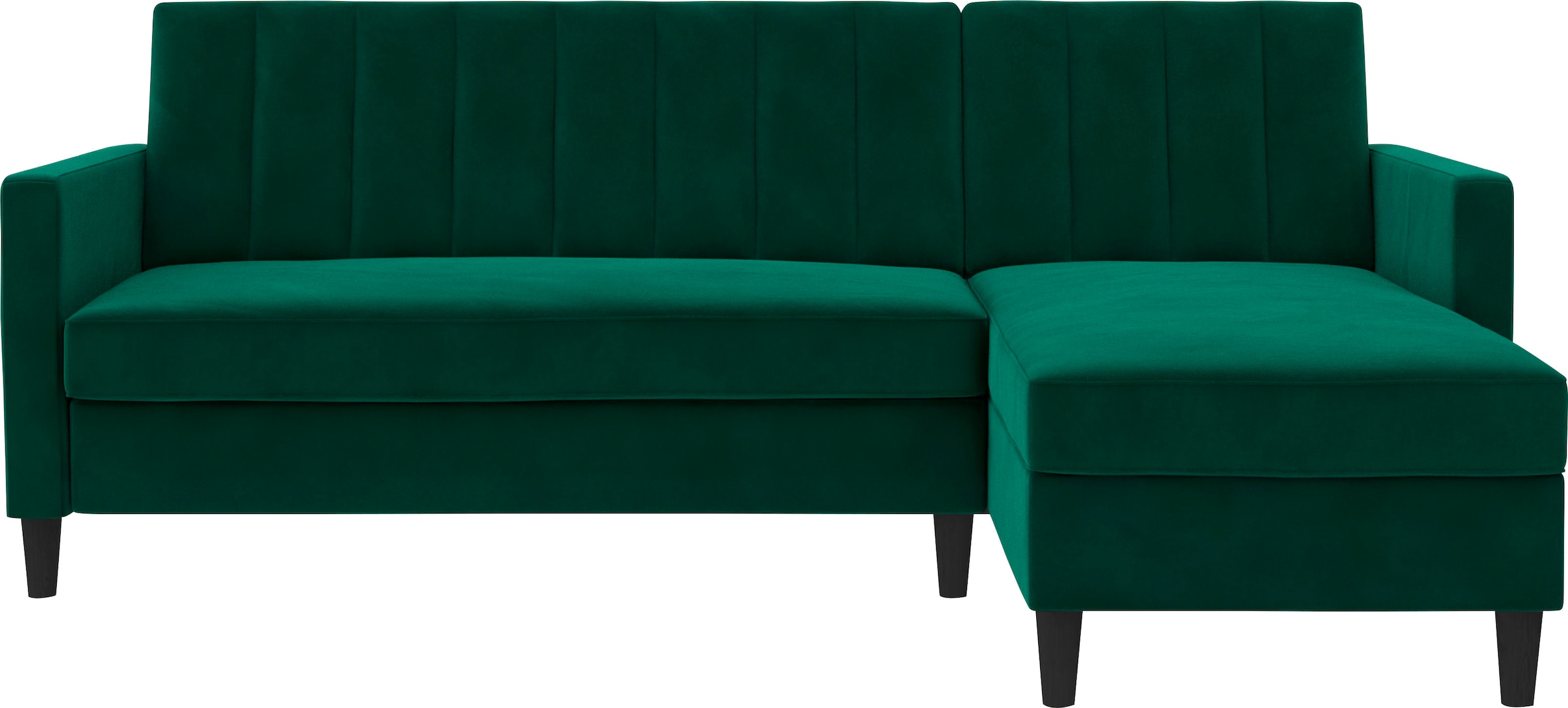 Dorel Home Ecksofa mit Schlafffunktion, Recamiere mit Stauraum beidseitig montierbar, Rückenlehne 2-teilig und 3-fach verstellbar