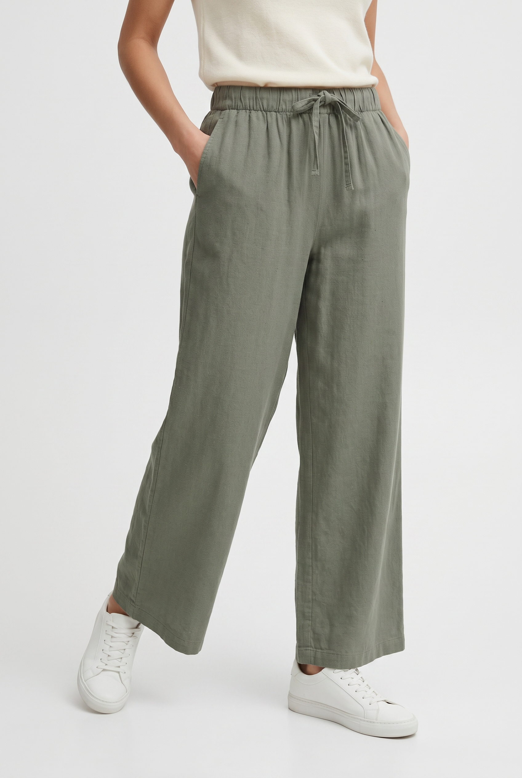 Image of ONLY Culotte "ONLGOA MW LIN BL PULL-UP CULOTTE CC PNT" mit Leinen