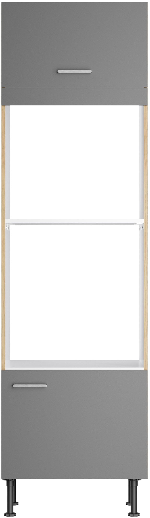 KOCHSTATION Mikrowellenumbauschrank »KS-Lucy« Breite 60 cm, mit 1 Tür, 1 Klappe, Soft-Close, höhenverstellbare Füsse