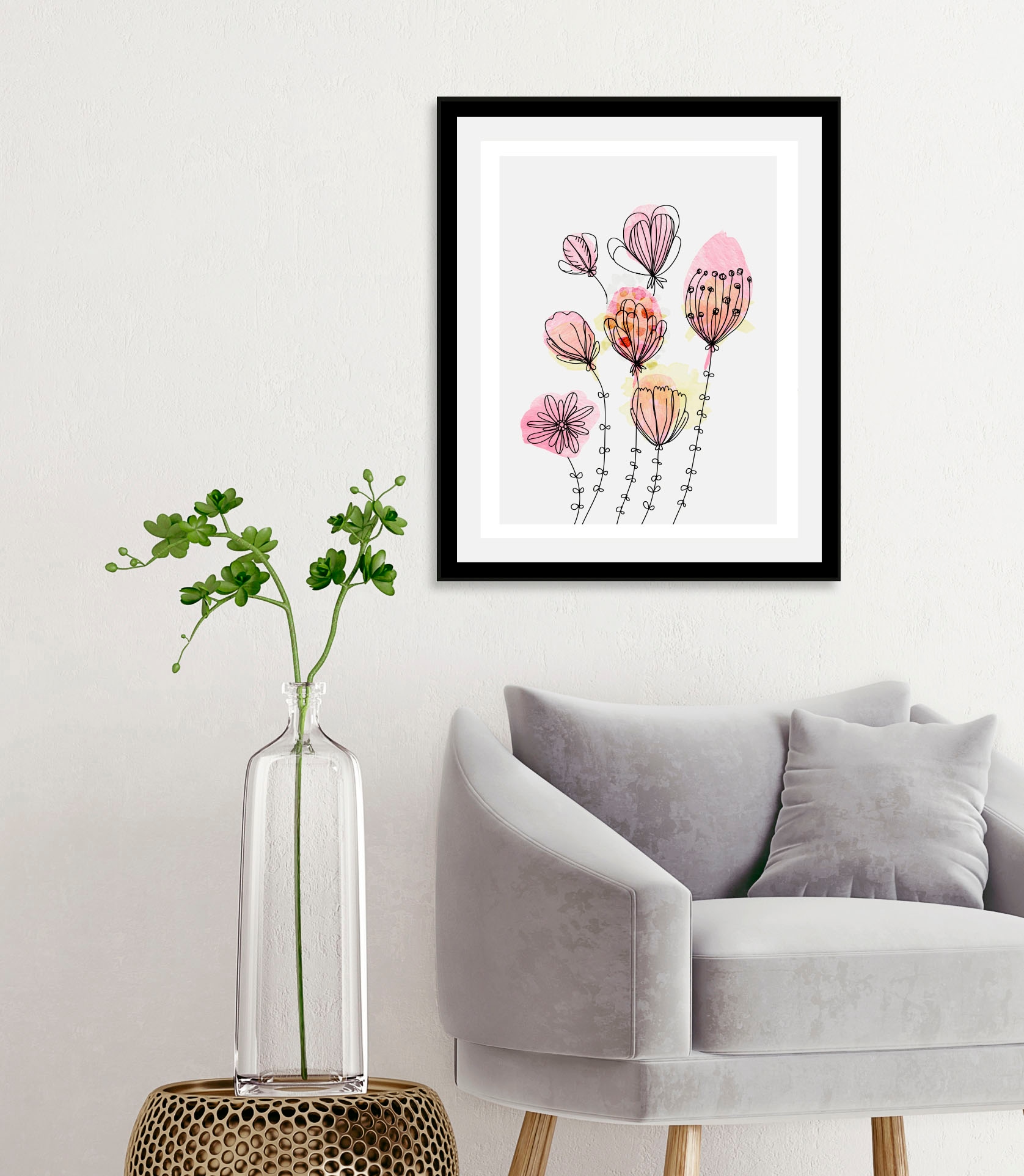 Image of queence Bild "Faye" Blumen Blumenbilder Pflanzen Pflanzenbilder 1 Stk. tlg. gerahmt