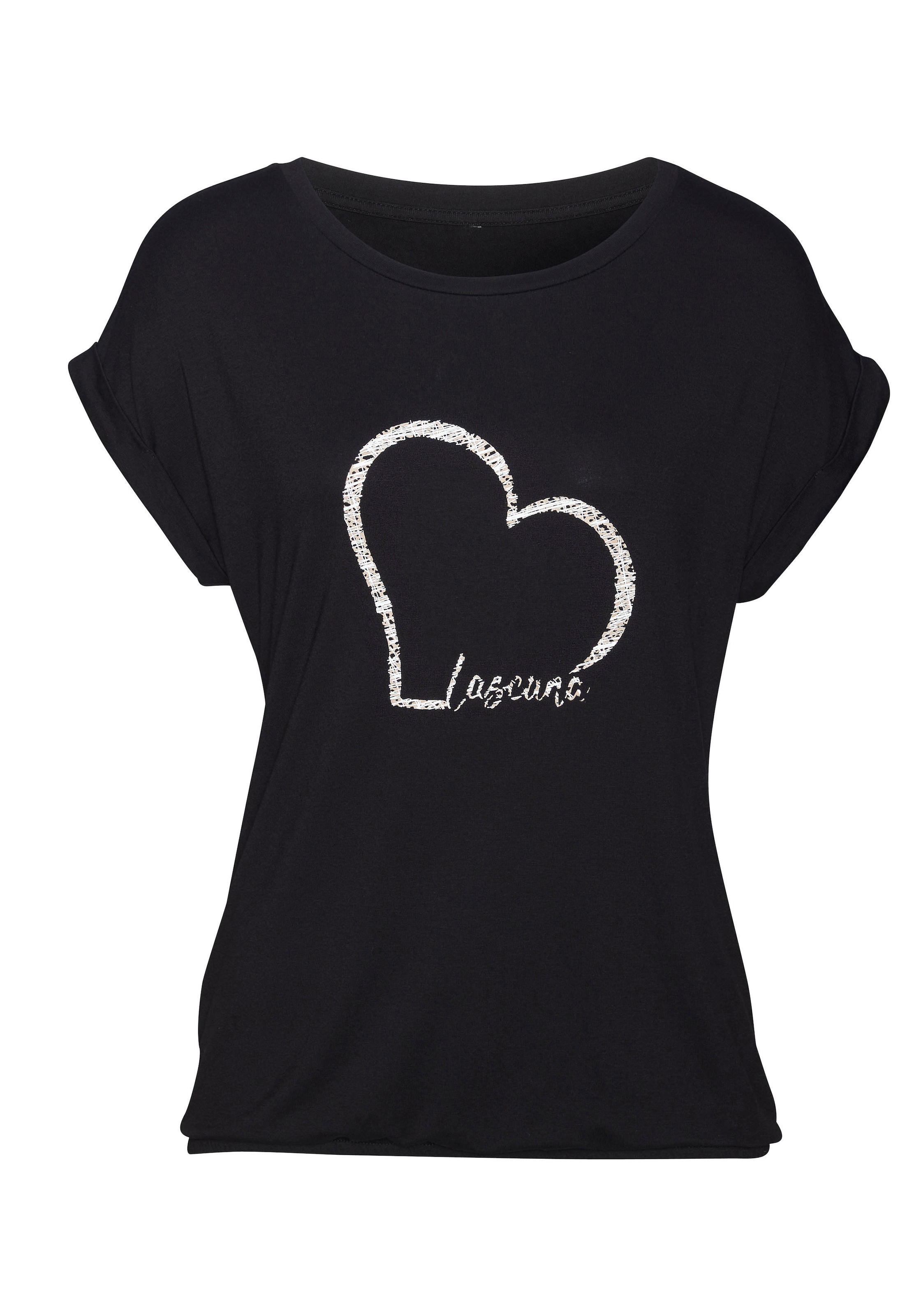 LASCANA T-Shirt, (1 tlg.), mit Logo-Print