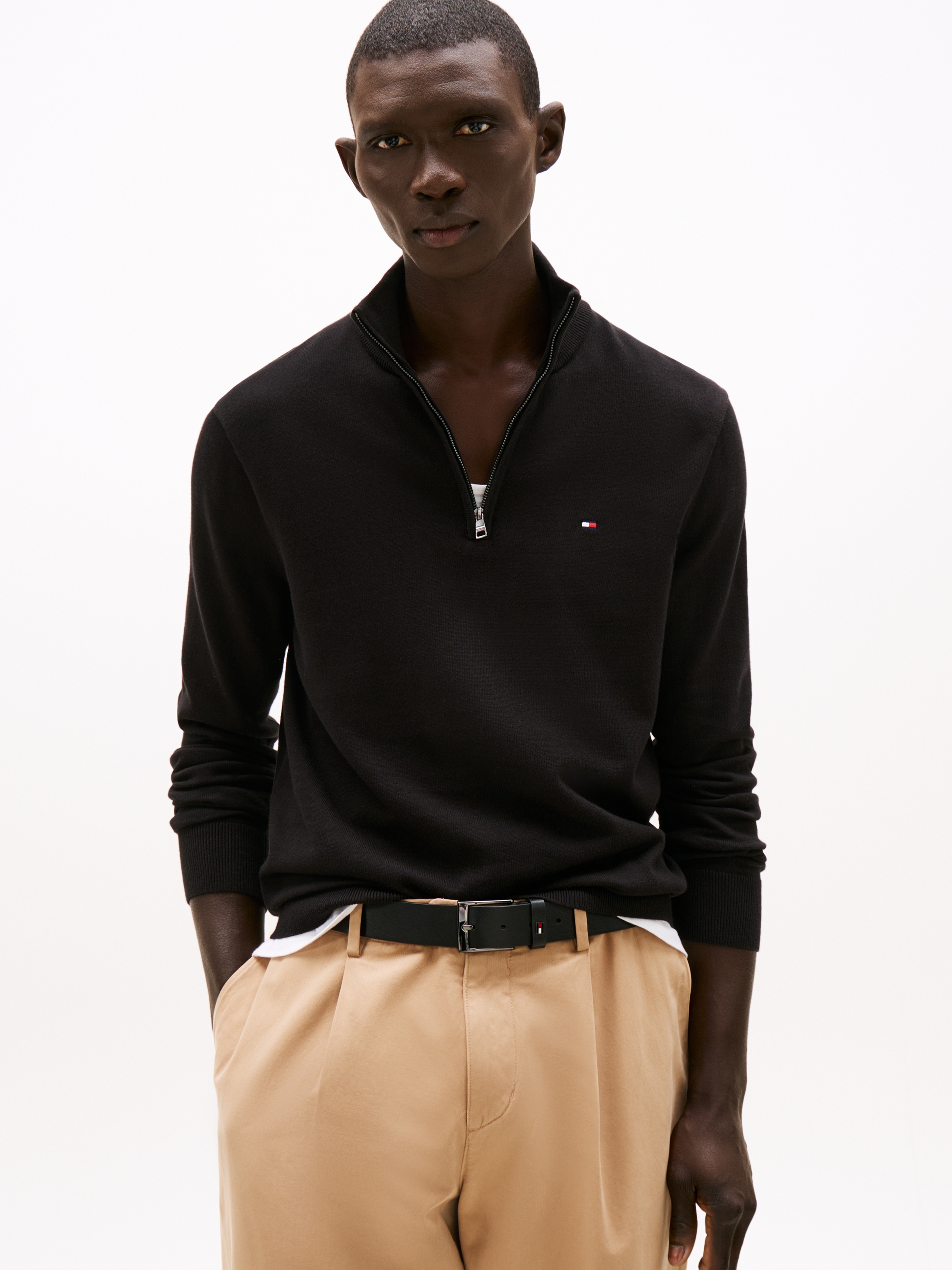 Image of Tommy Hilfiger Troyer "ESSENTIAL COTTON ZIP MOCK"