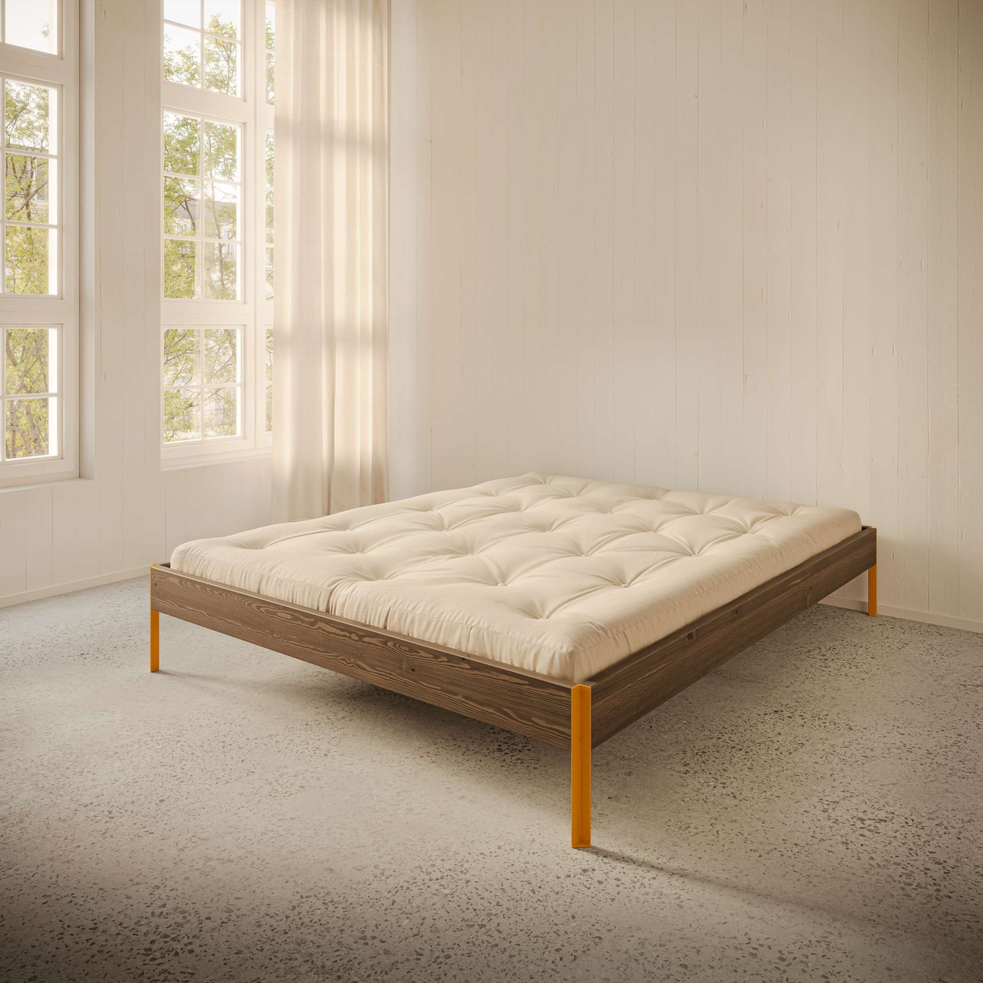 Karup Design Bettgestell "CORE BED Bodenbett, Holzrahmen, Futonbett, Jugendbett, Holzbett" Massivholzbett mit Lattenrost, Kiefer massiv, Doppelbett ohne Kopfteil
