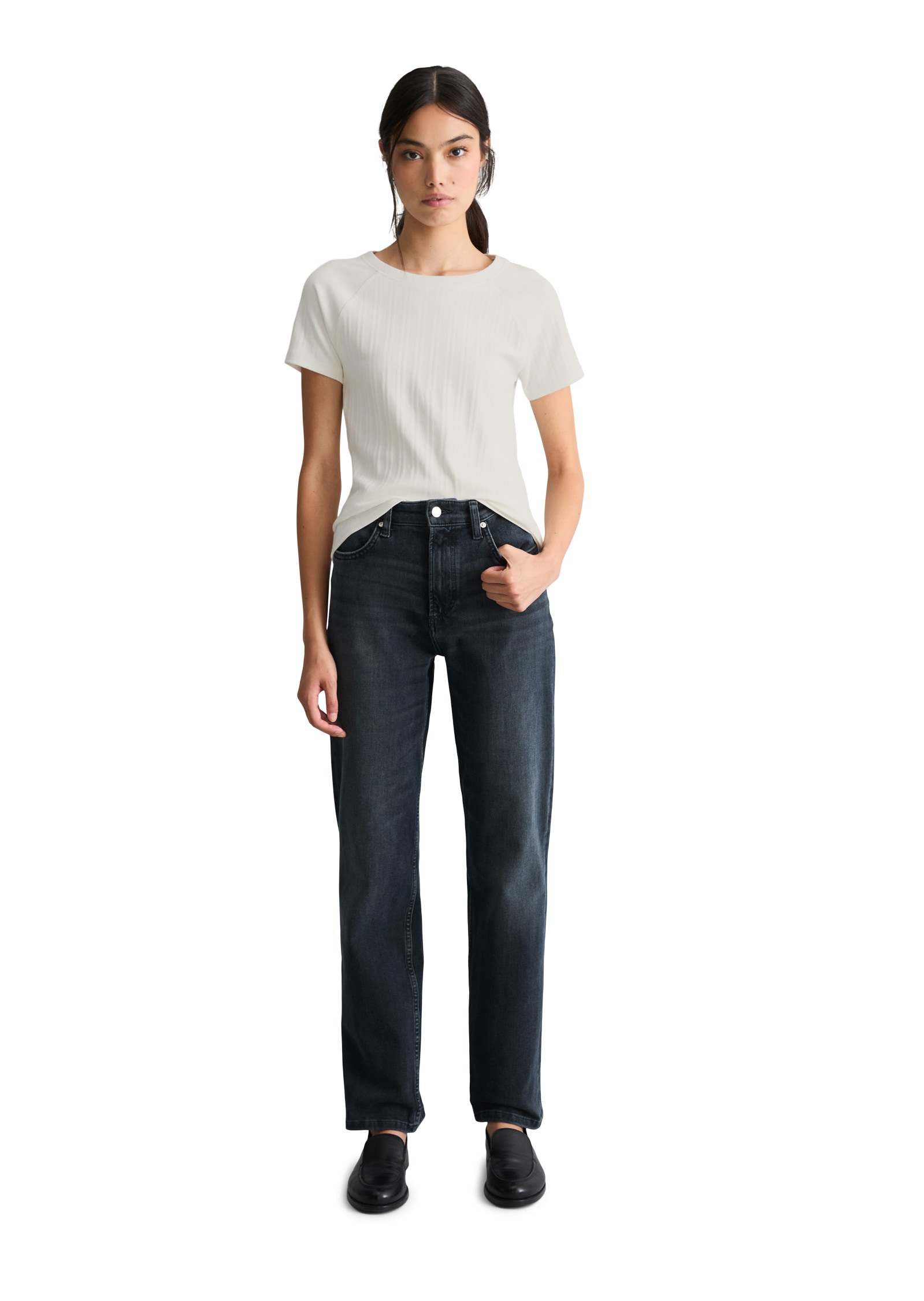 Marc O'Polo DENIM Jeans droit en coton stretch, taille mi-haute