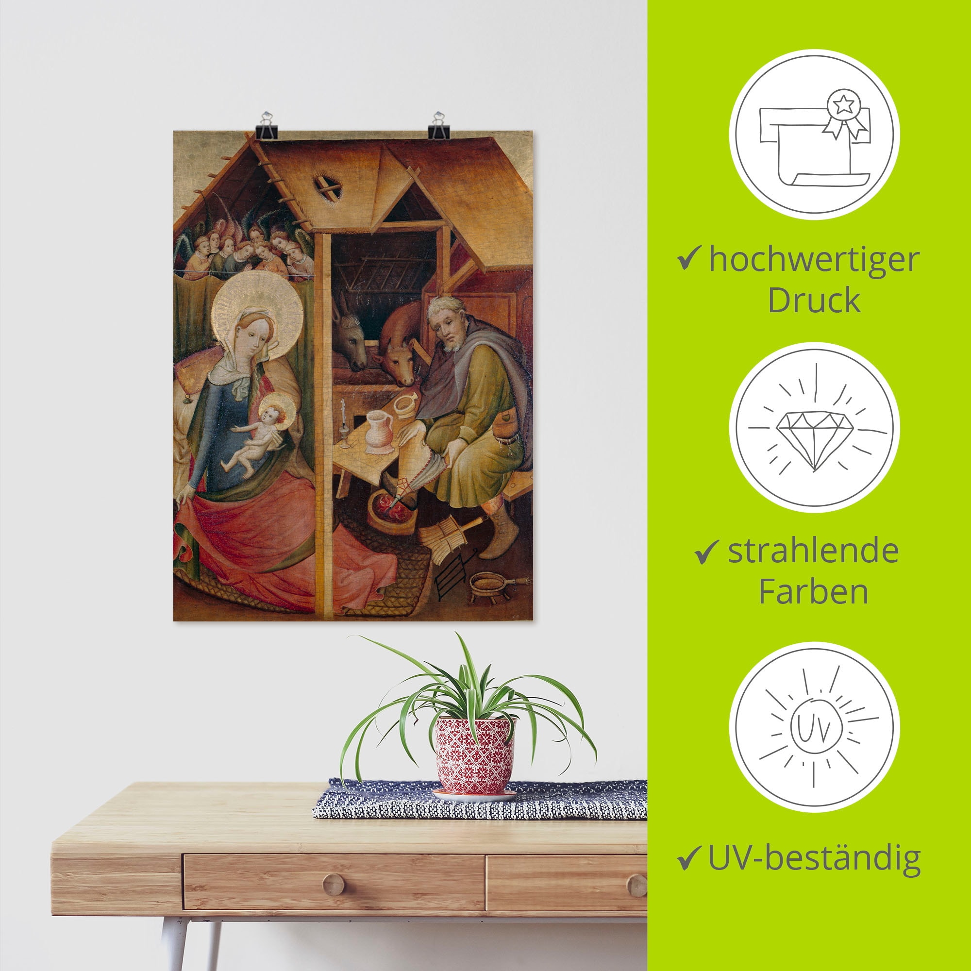 Artland Kunstdruck »Sogenannte Goldene Tafel. Geburt Christi«, Religion, (1 St.), als Leinwandbild, Wandaufkleber oder Poster in versch. Grössen