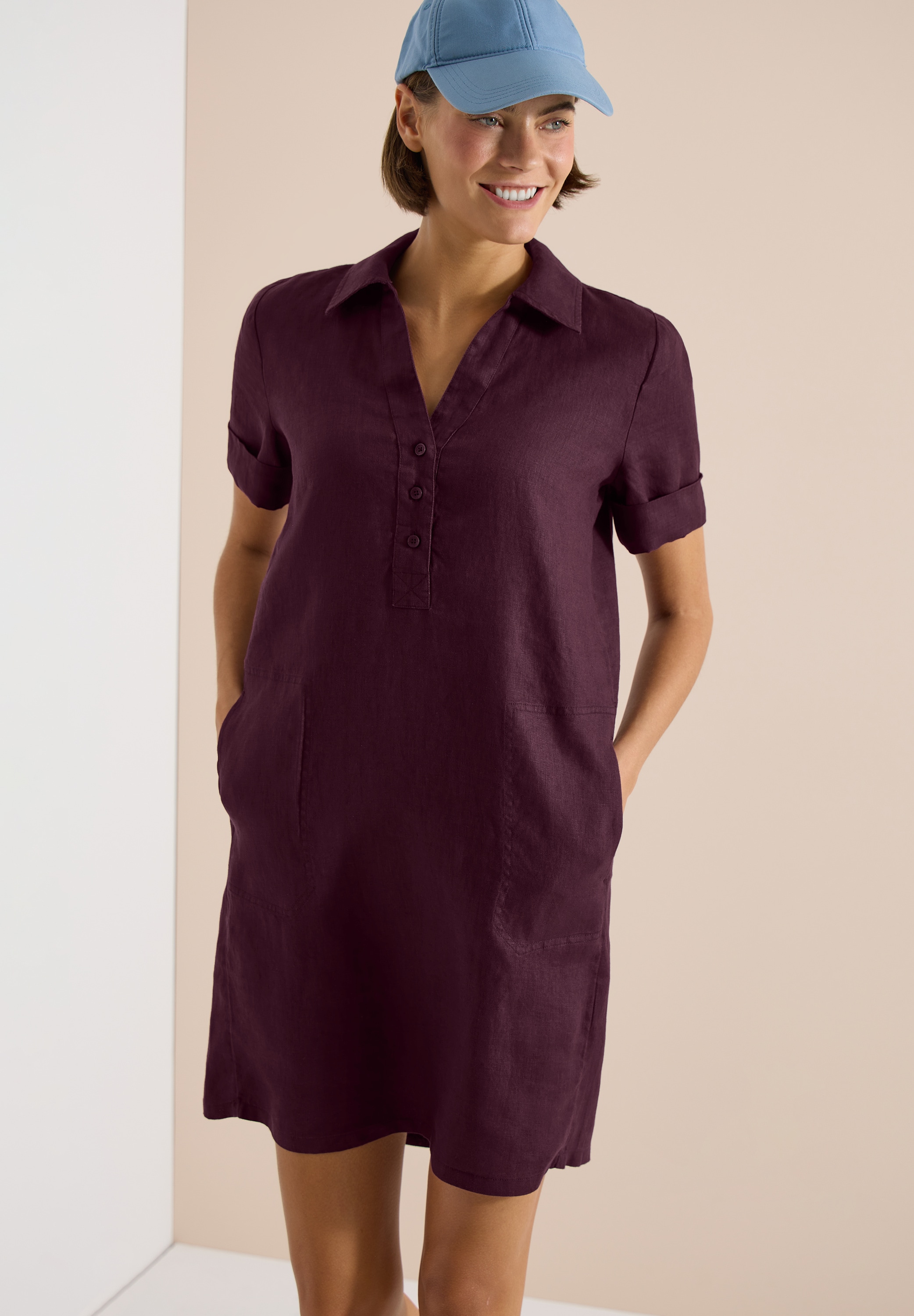Image of Cecil Blusenkleid Eingrifftaschen Sommerkleid aus Leinen