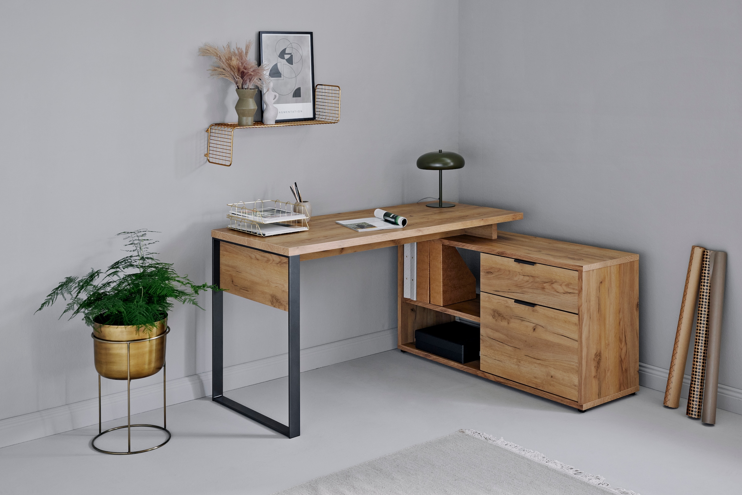 Jahnke Bureau d'angle »LOOP C 150 E« 1 cuis tlg. bureau d'angle, montage réversible, beaucoup de rangement
