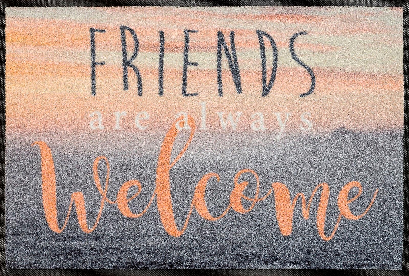 Image of wash+dry by Kleen-Tex Fussmatte »Welcome Friends«, rechteckig, 7 mm Höhe, Schmutzfangmatte, mit Spruch, rutschhemmend bei Ackermann Versand Schweiz