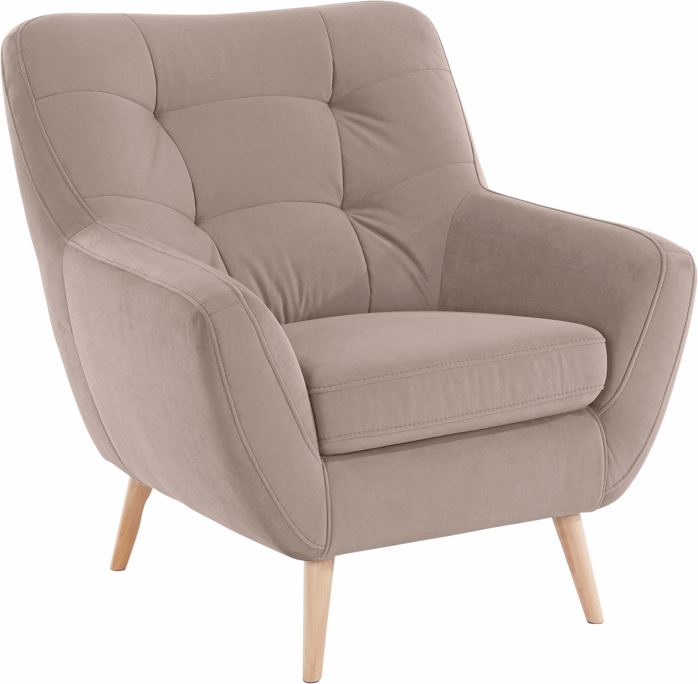 exxpo - sofa fashion Fauteuil »Scandi, Loungesessel mit tollem Sitzkomfort, hochwertige Polsterung« confortable, pieds en bois hauts