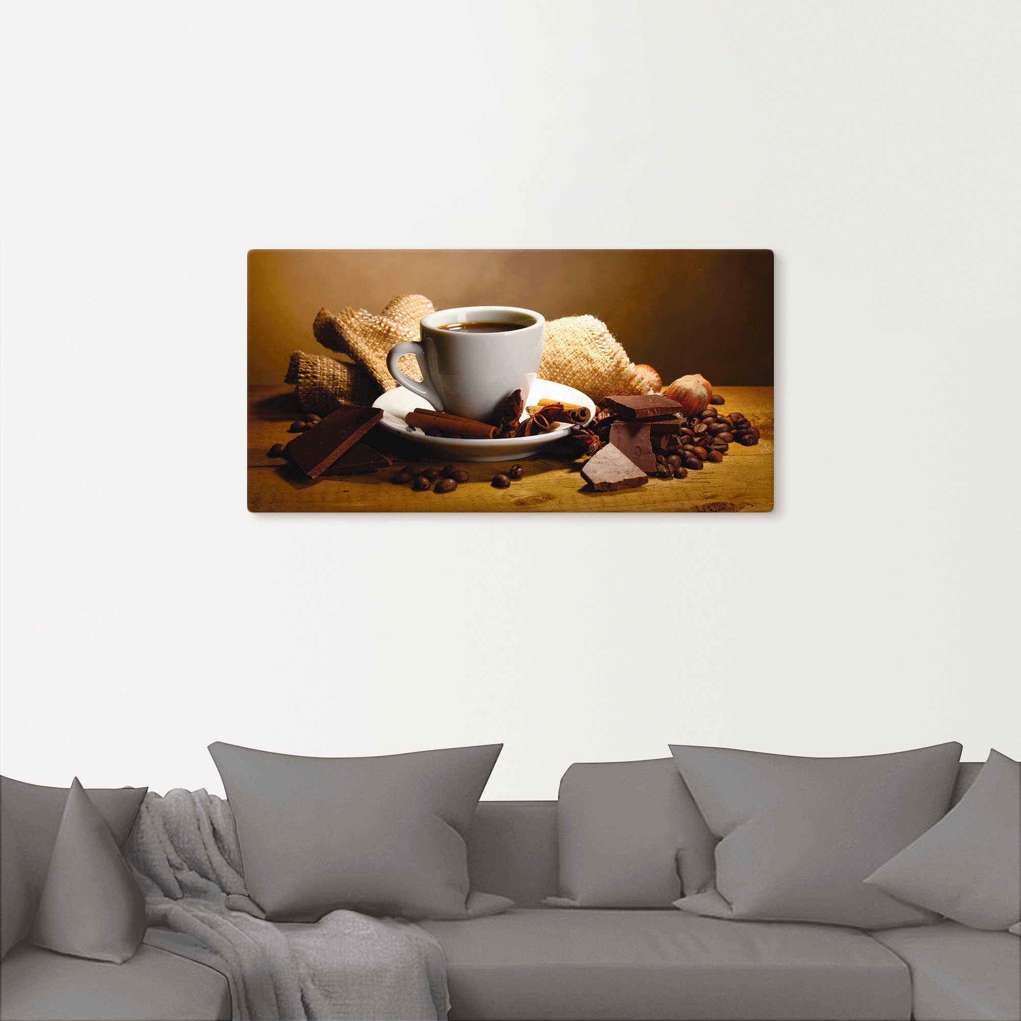 Artland Wandbild »Kaffeetasse Zimtstange Nüsse Schokolade« Getränke 1 Stk. tlg. als Leinwandbild, Poster, Wandaufkleber in verschied. Grössen