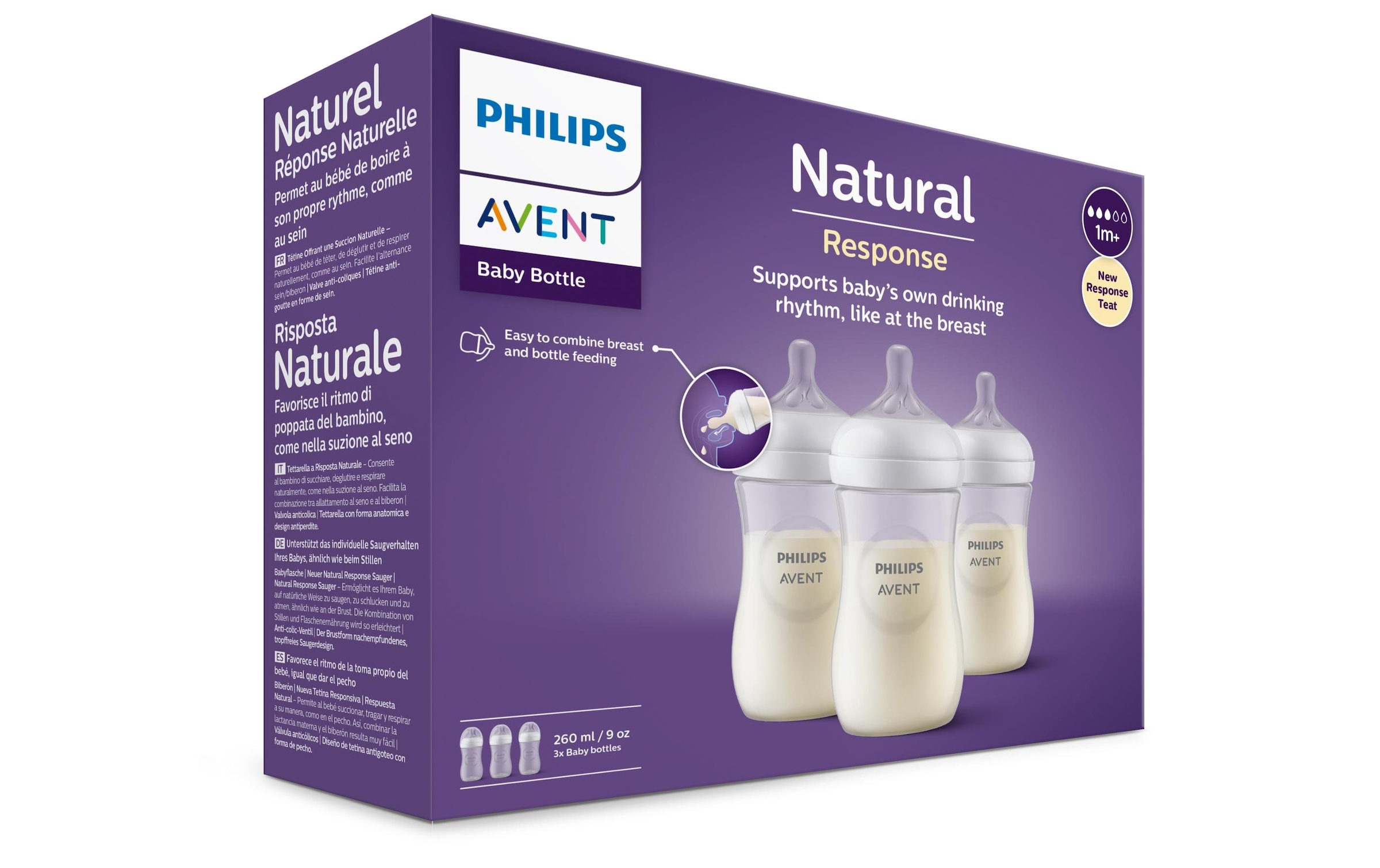 Philips AVENT Babyflasche »Philips Avent Natural Response Flasche«, (3 tlg.)