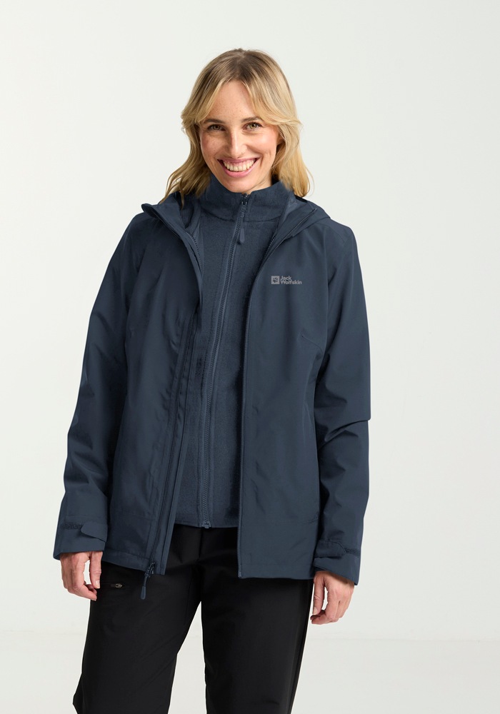 Jack Wolfskin 3-in-1-Funktionsjacke »MOONRISE 3IN1 JKT W«, mit Kapuze, mit wasserabweisenden Reissverschlüssen