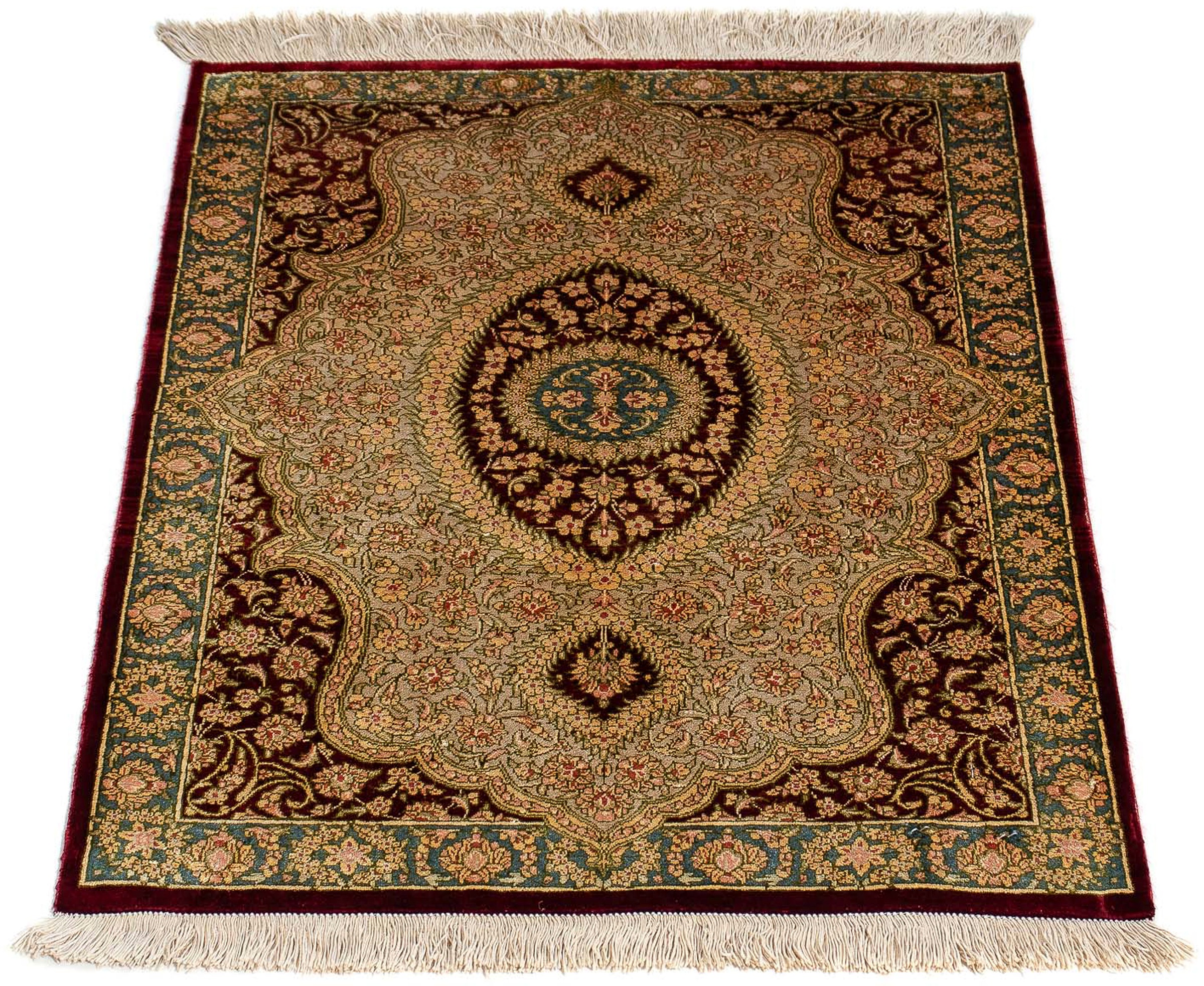 Image of morgenland Orientteppich »Perser - Ghom - 78 x 58 cm - dunkelrot«, rechteckig, 10 mm Höhe, Wohnzimmer, Handgeknüpft, Einzelstück mit Zertifikat bei Ackermann Versand Schweiz