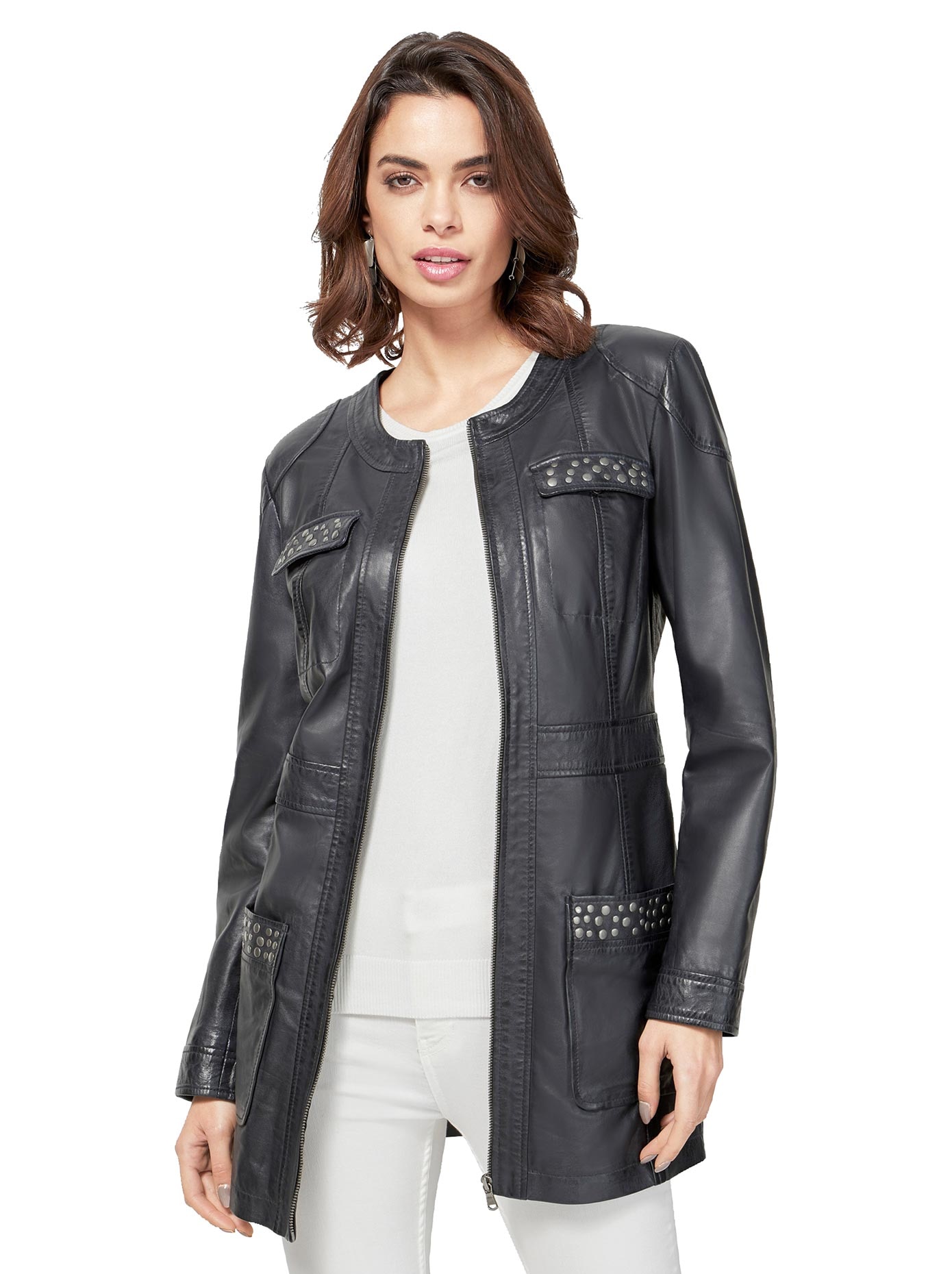 Mainpol Leder-Jacke mit Taillennaht für weibliche Silhouette rundum