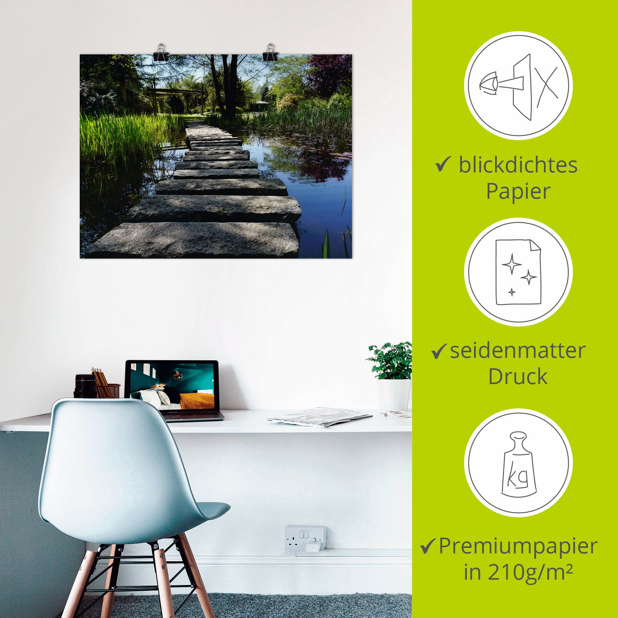 Artland Wandbild »Weg am Teich«, Gewässer, (1 St.), als Leinwandbild, Poster, Wandaufkleber in verschied. Grössen