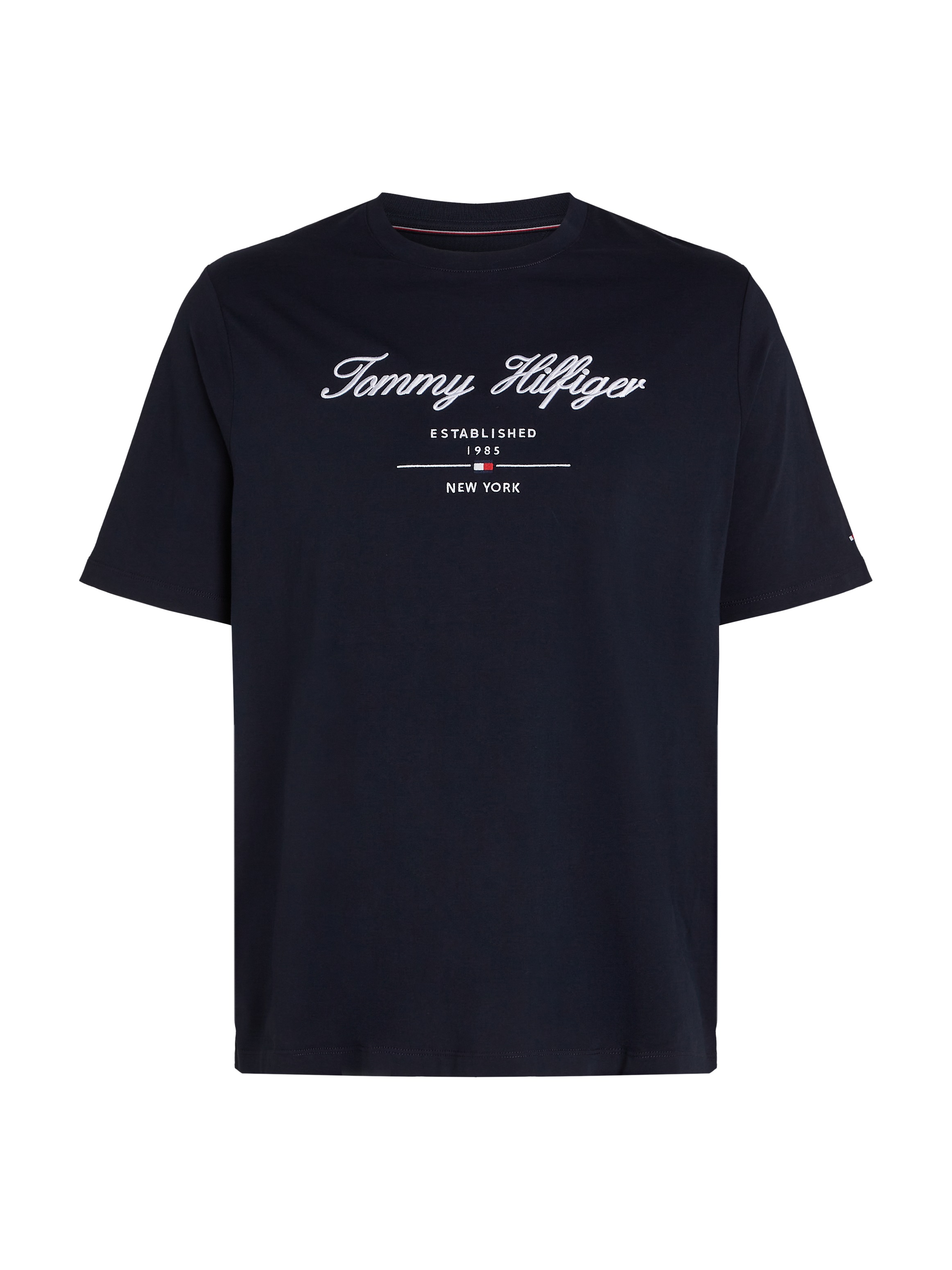 Tommy Hilfiger Big & Tall Rundhalsshirt »BT-SCRIPT LOGO TEE-B«, in Grossen Grössen, Logostickerei