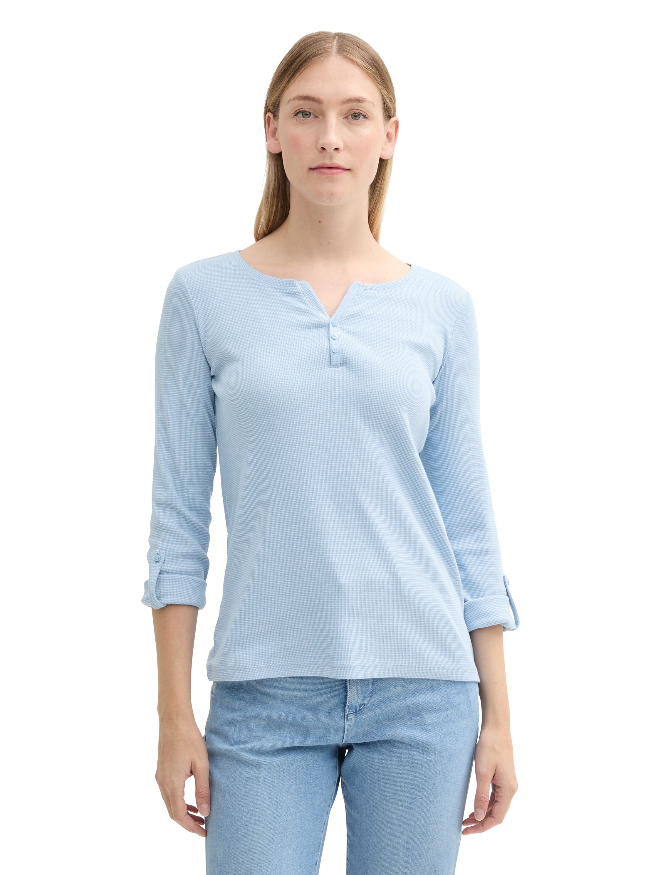 Langarmshirt, mit Henley-Ausschnitt