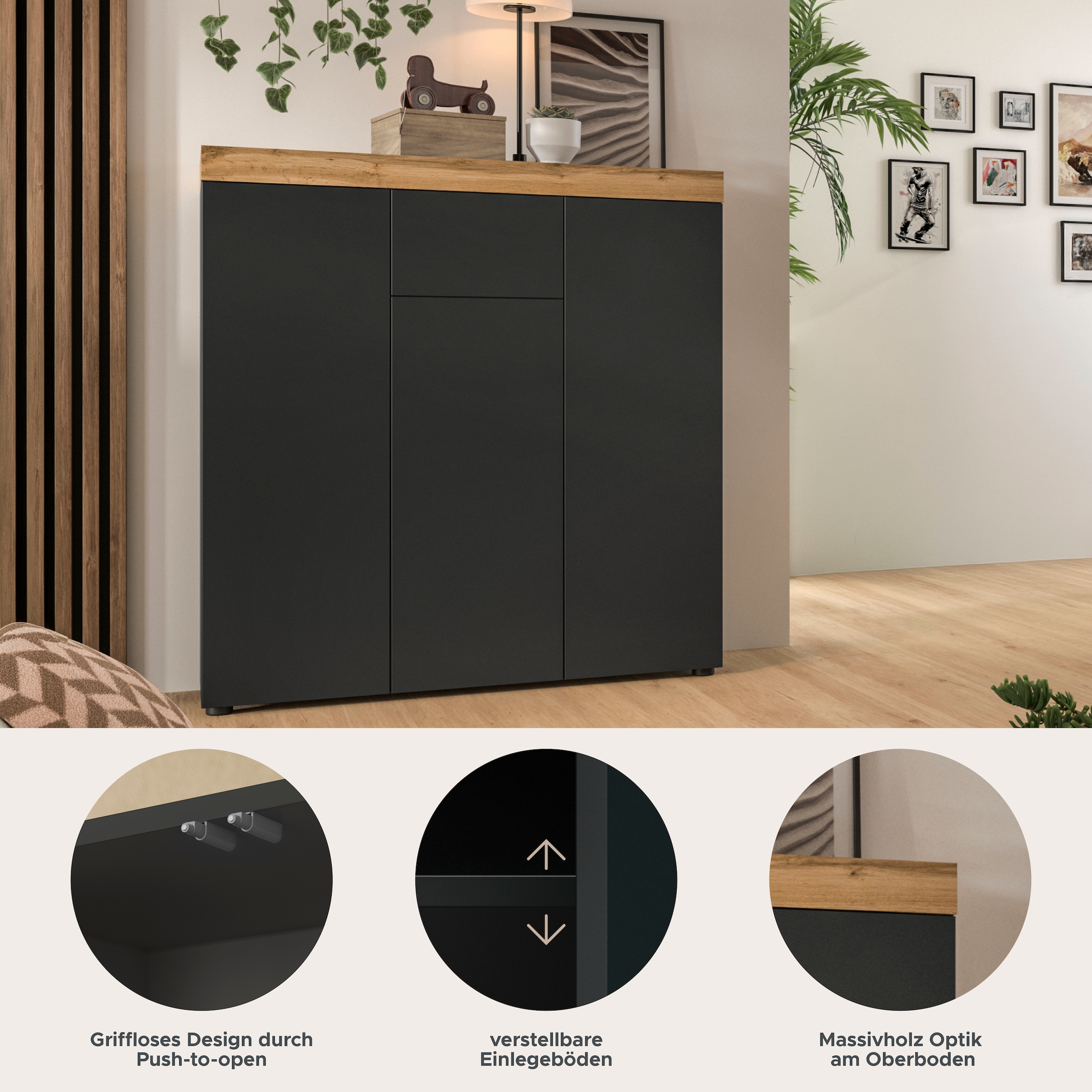 GOODproduct Buffet haut »MAMBO« 2 coloris, disponibles en plusieurs couleurs, 1 cuis tlg. Commode, buffet, salon, chambre