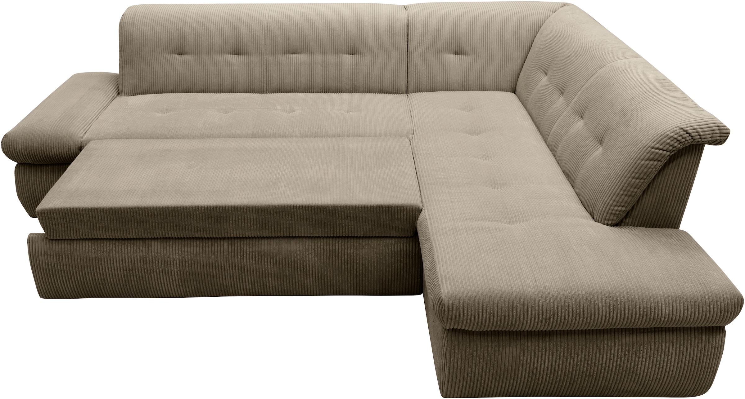 DOMO collection Ecksofa »Moric L-Form«, wahlweise mit Bettfunktion und Armlehnenverstellung, auch in Cord