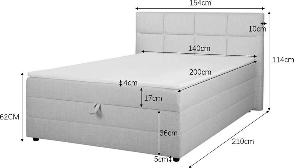 GOODproduct Boxbett »Fillmore inkl. Bettkasten, Liegefläche 140 und 180x200 cm« inkl. Topper, erhältlich in verschiedenen Farben