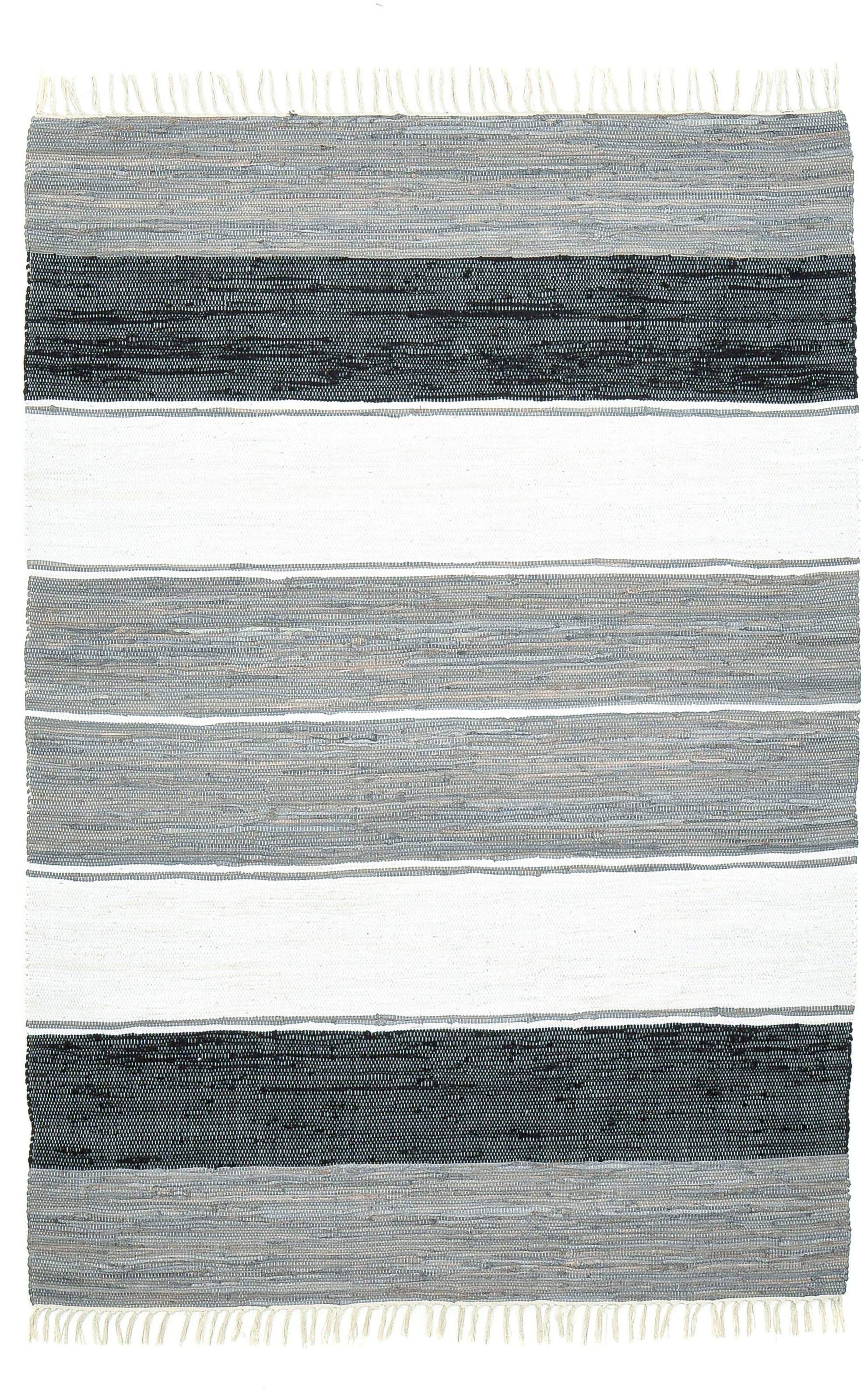 THEKO Teppich »Stripe Cotton«, rechteckig, 5 mm Höhe, Flachgewebe, gestreift, reine Baumwolle, handgewebt, mit Fransen