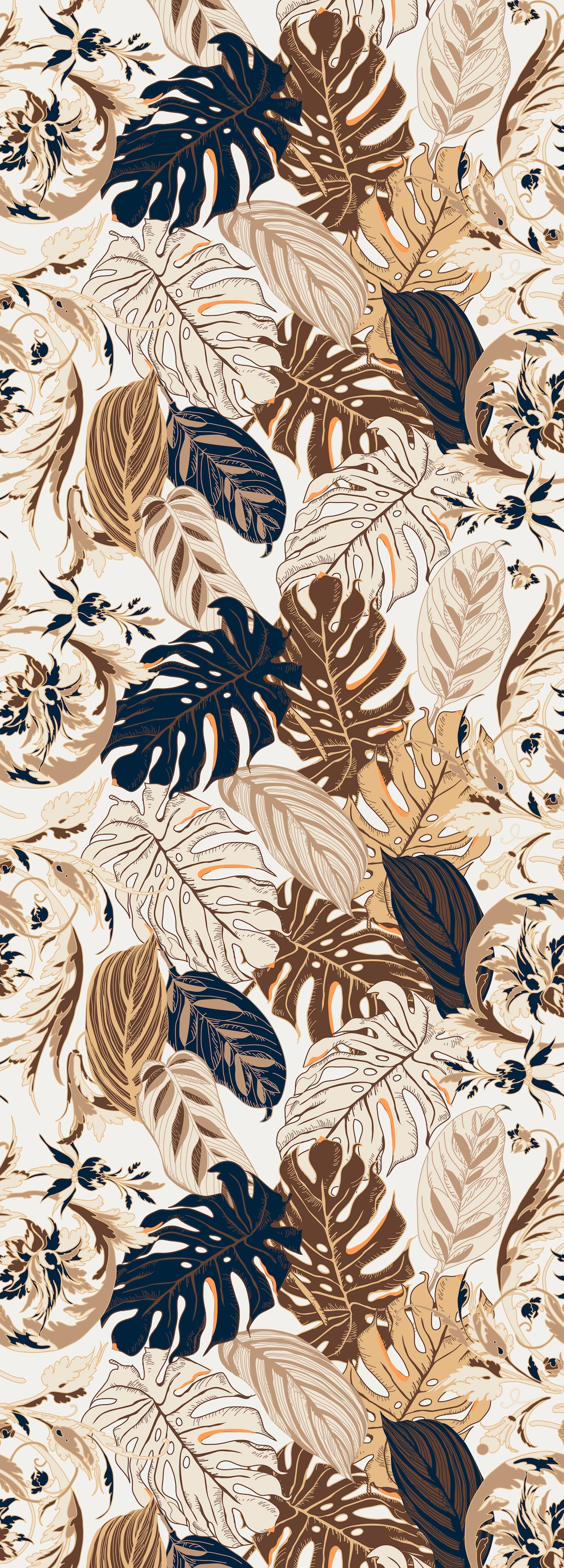 Image of queence Vinyltapete "Leonie" Motiv bedruckt botanisch floral gemustert natürlich glatt 90x250cm, selbstklebend, kinderleichte Anbringung, Sticker